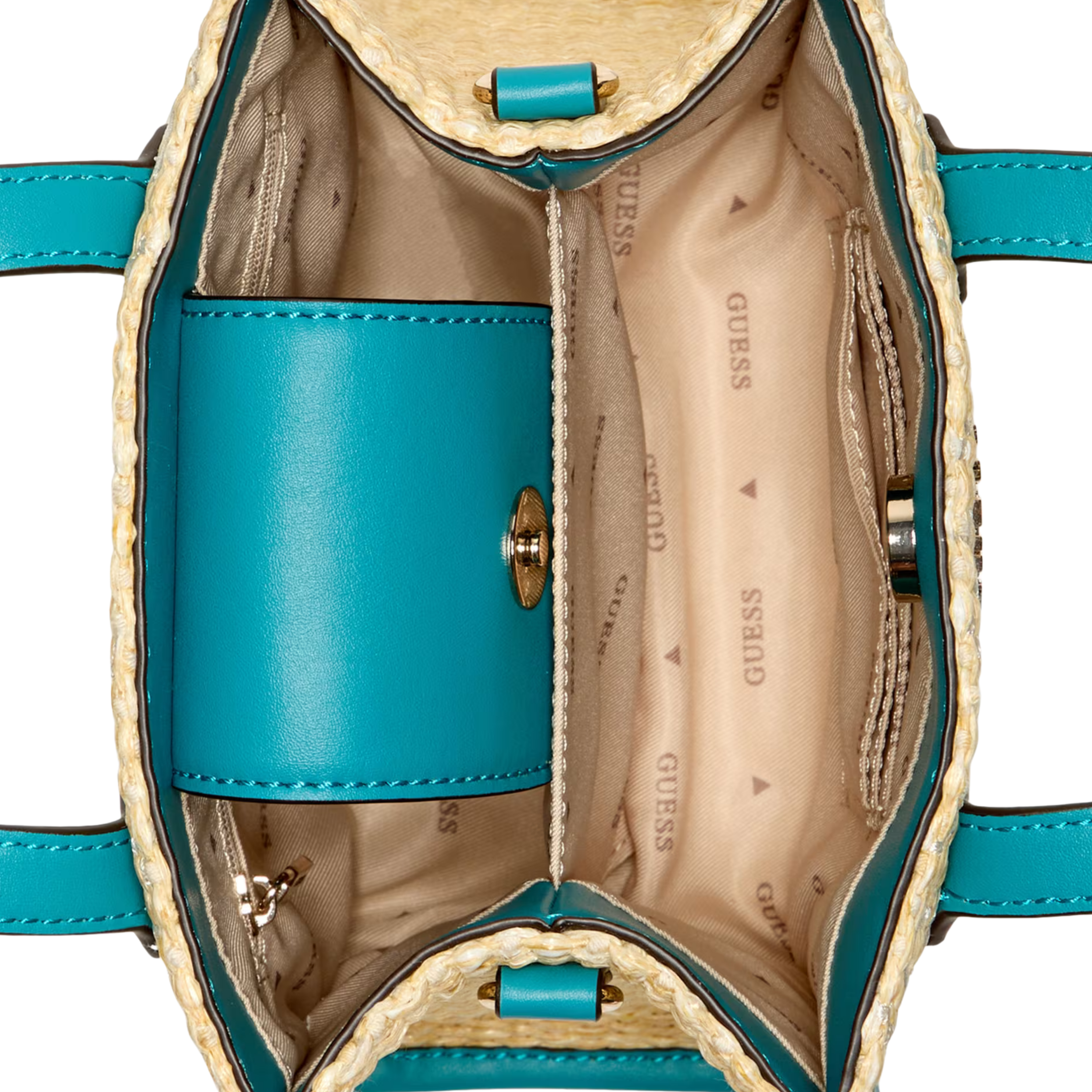 Guess Women Silvana Raffia Mini Tote - Teal Logo