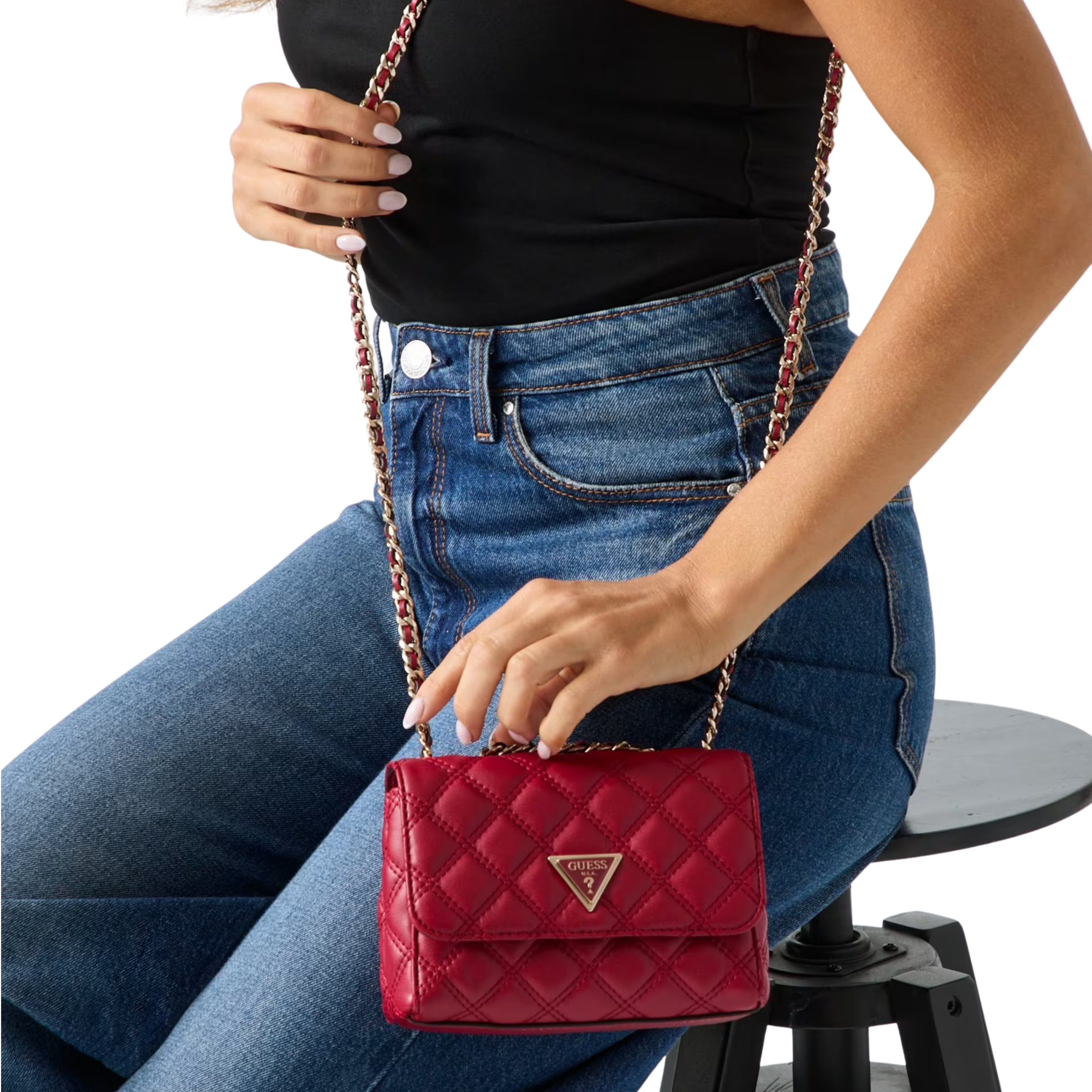 Guess Women Giully Quilted Mini Crossbody - Dark Chino