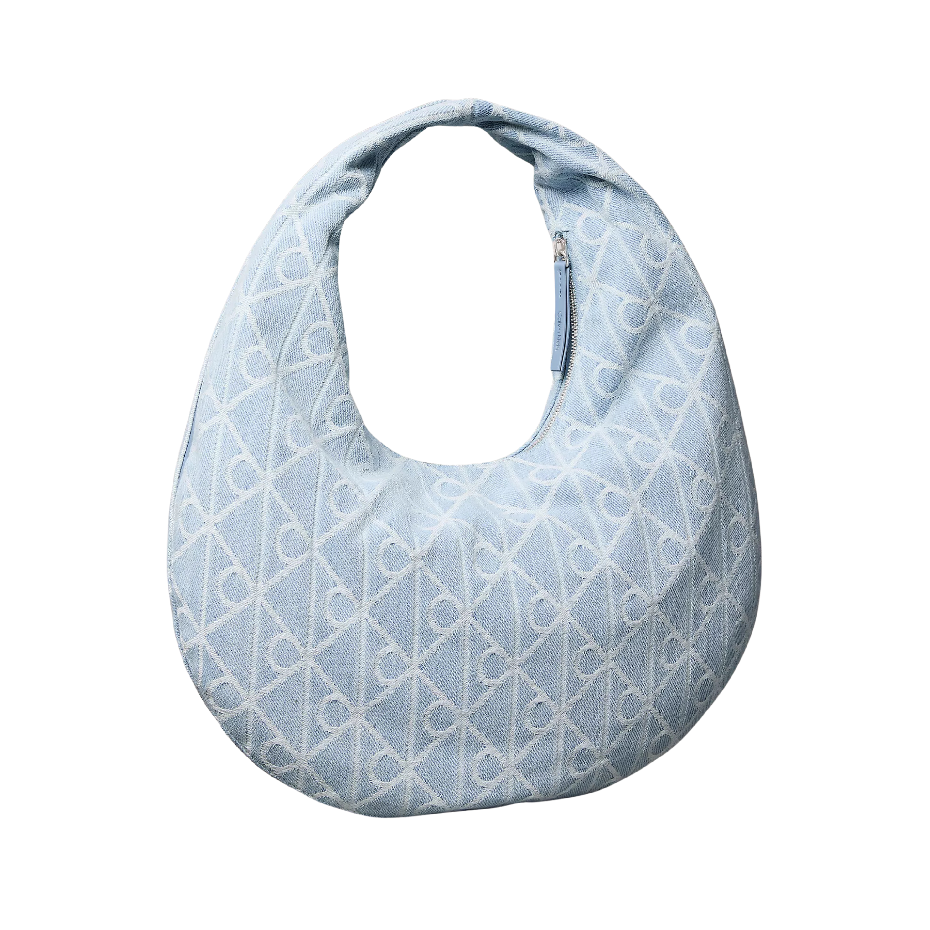 Calvin Klein Women Allover Emblem Logo Denim Hobo Bag - Denim Light Wash