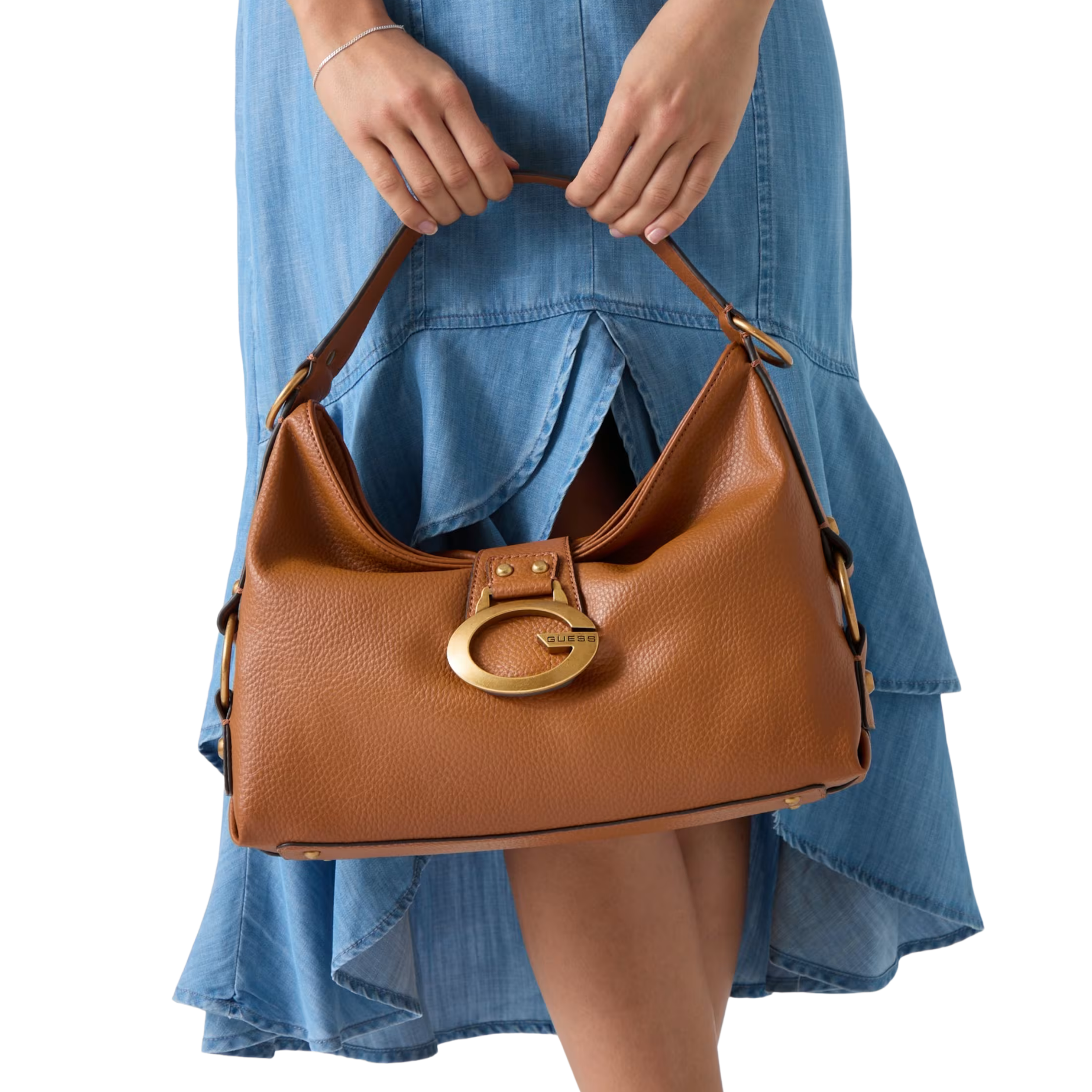 Guess Women Camden Medium Shoulder Bag - Cognac