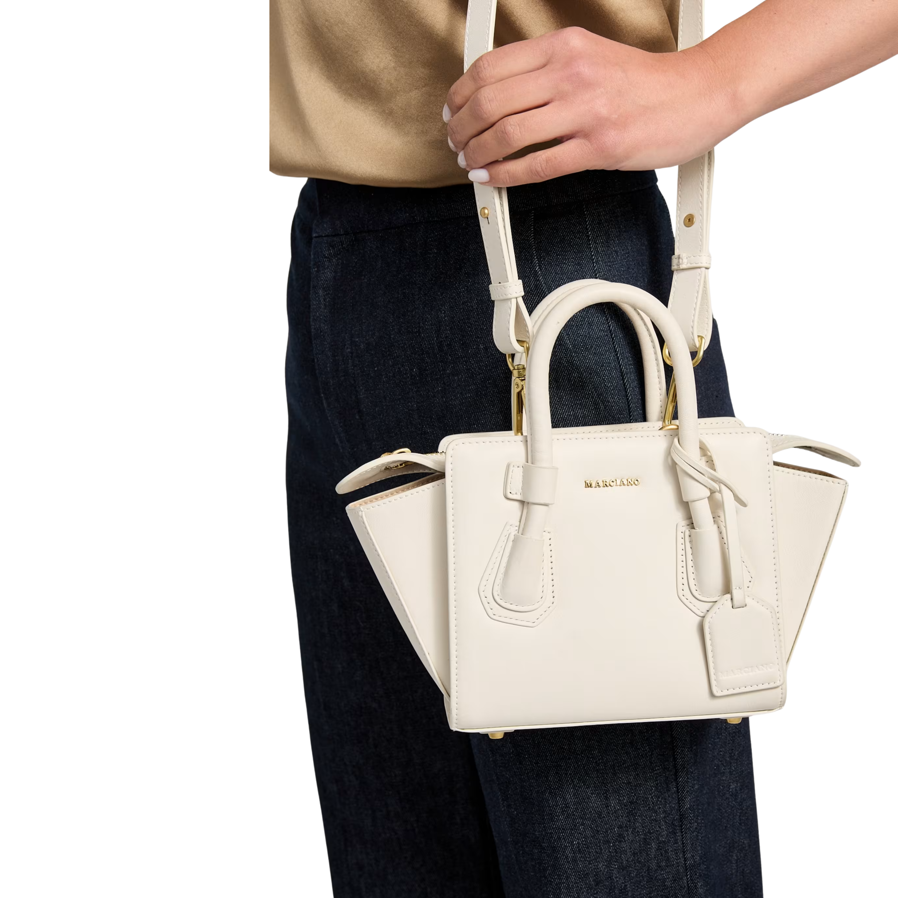 Guess Women Merava Leather Mini Satchel - Bone