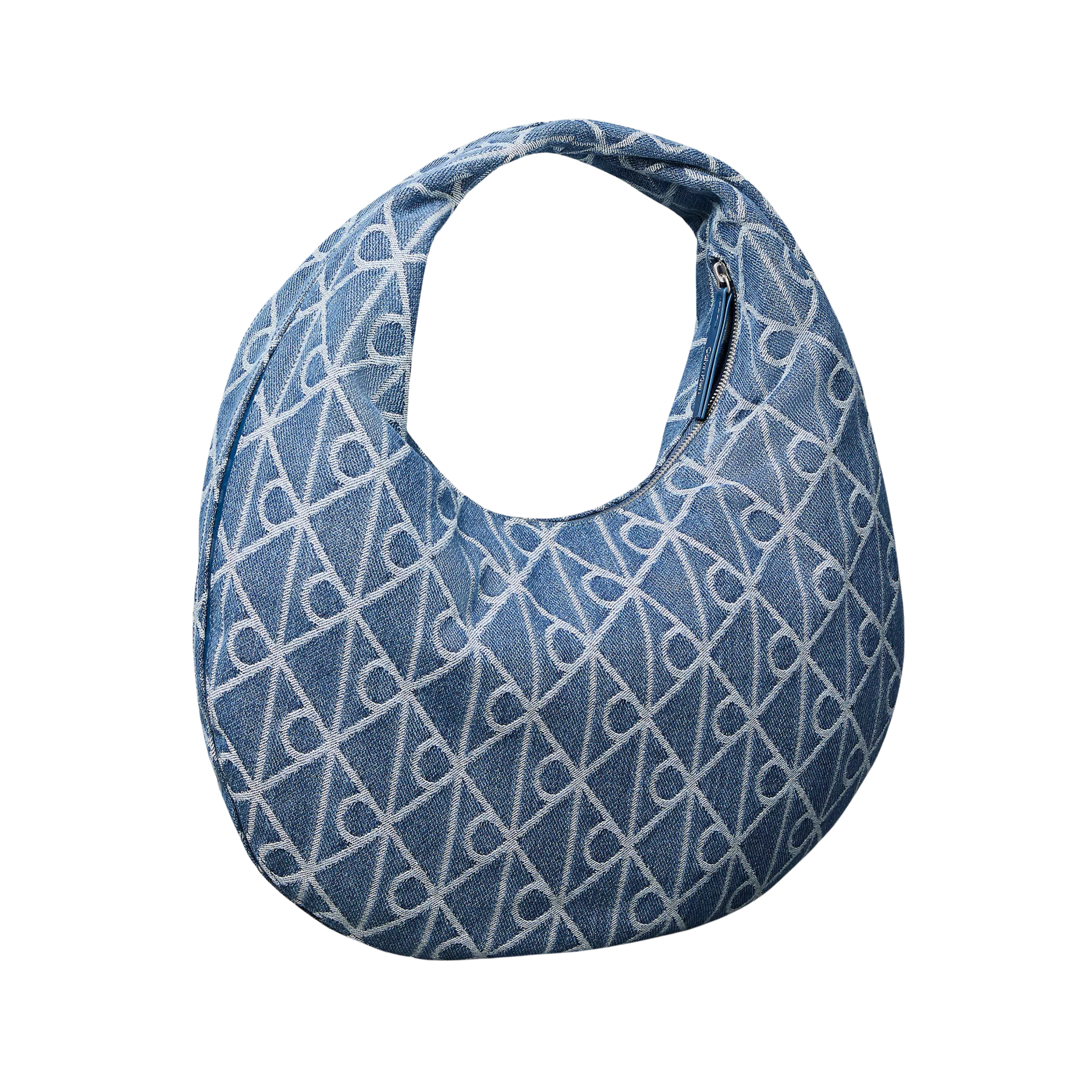 Calvin Klein Women Allover Emblem Logo Denim Hobo Bag - Denim Medium Wash