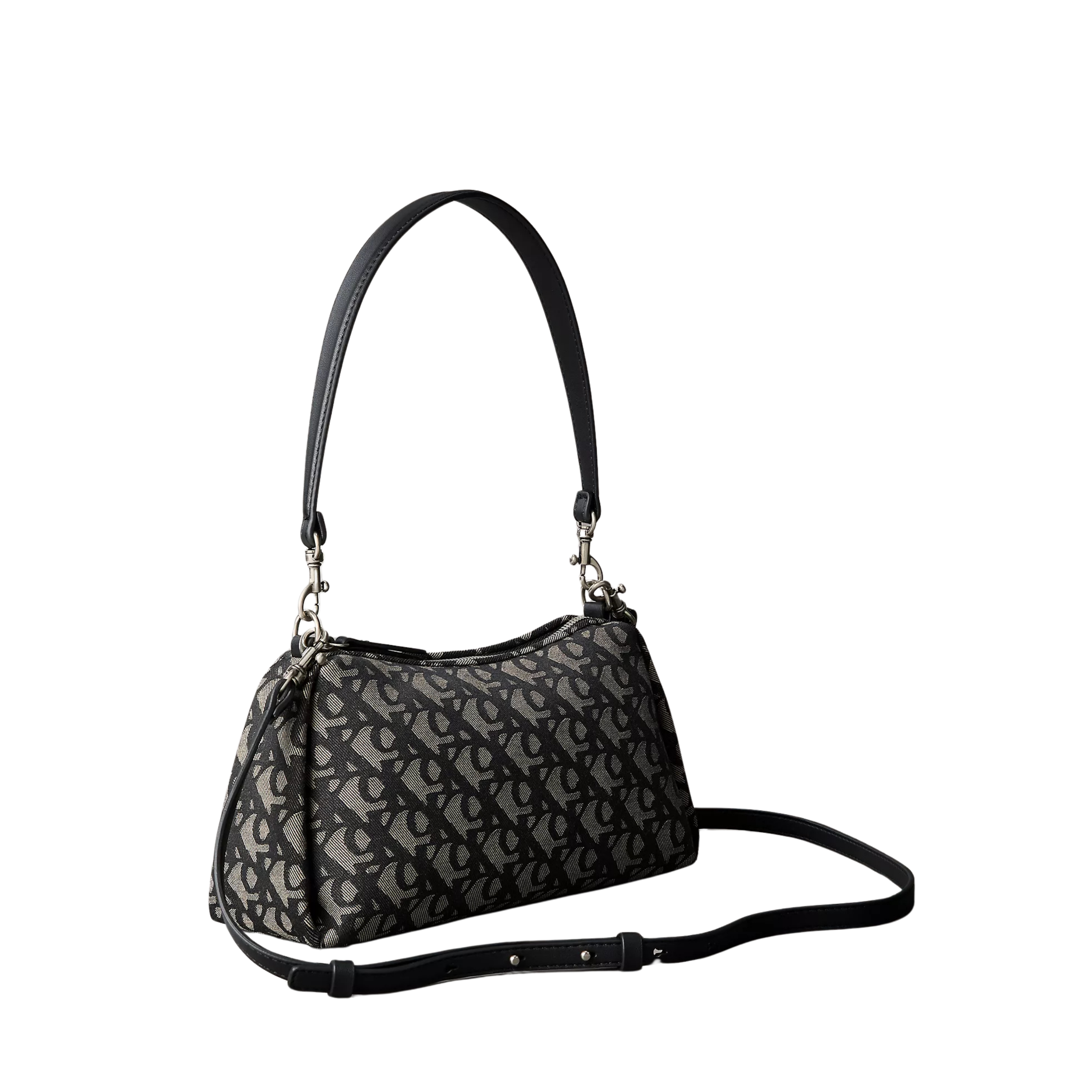 Calvin Klein Women Pleat Monogram Logo Shoulder Bag - Black Lotus Beige