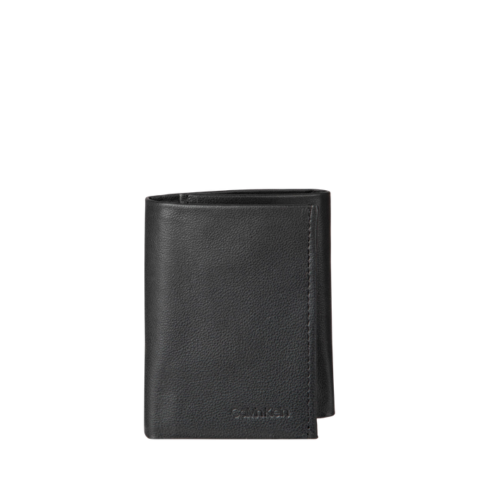 Calvin Klein Men RFID Leather Trifold Wallet - Black