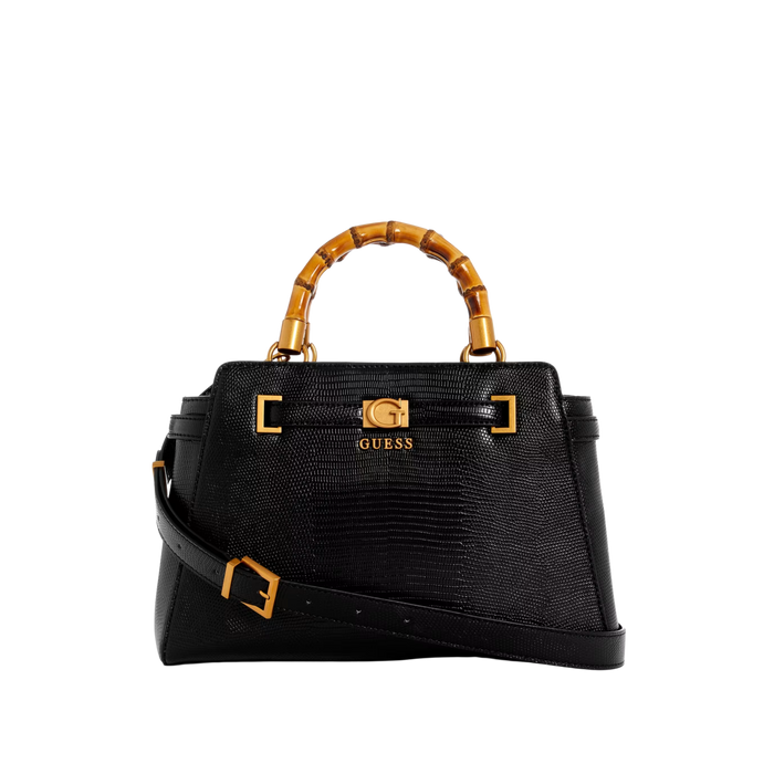 Guess Women Sibel Bamboo Handle Satchel - Black