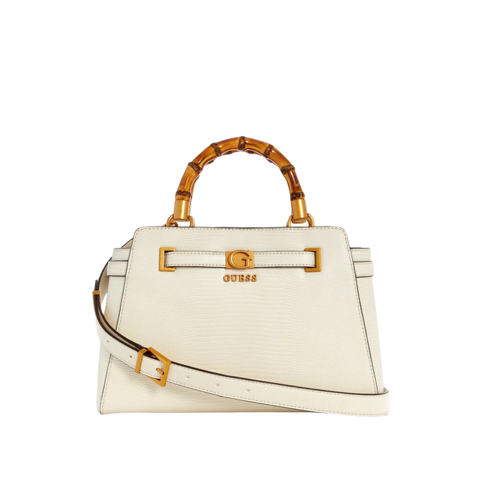 Guess Women Sibel Bamboo Handle Satchel - White