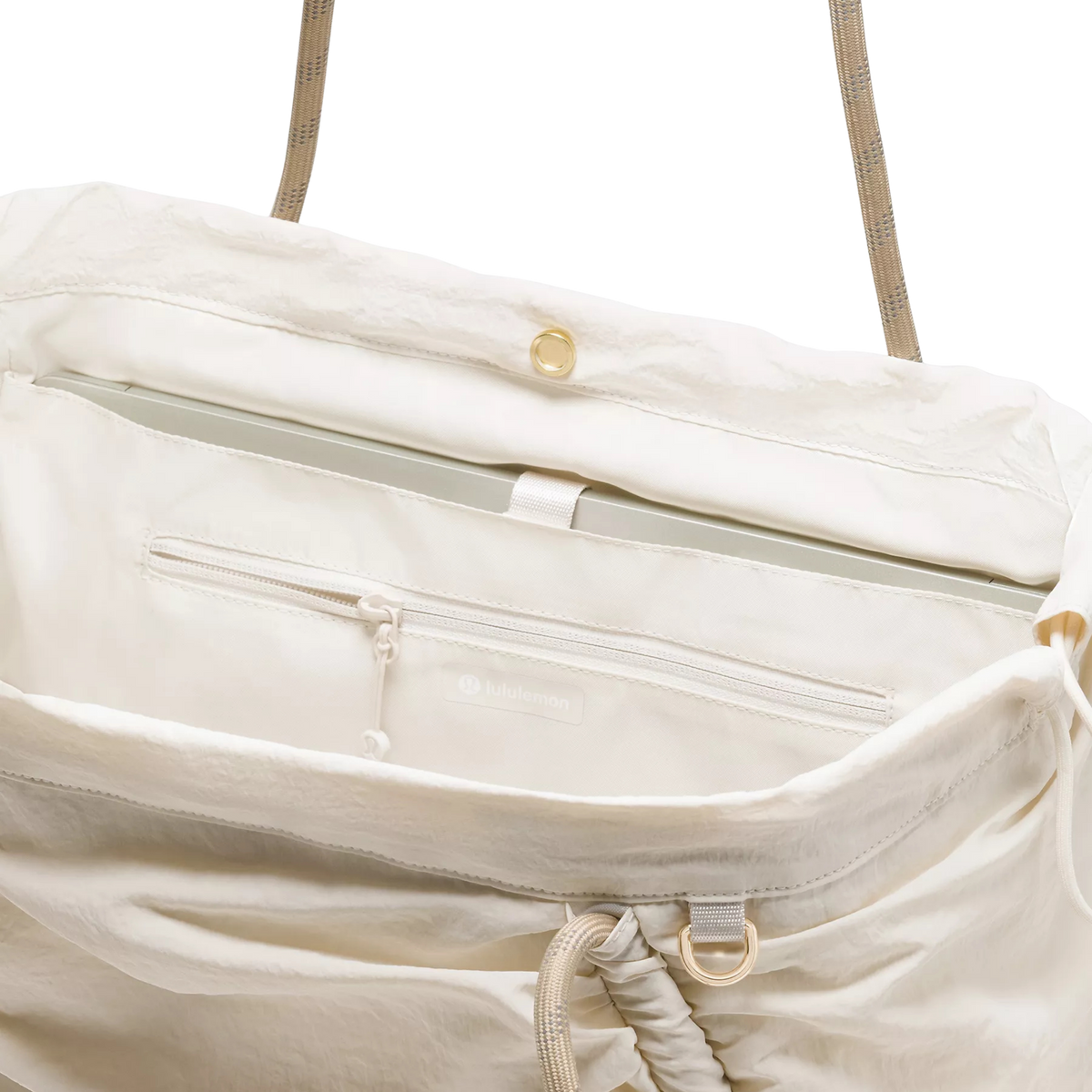 Lululemon Ruched Tote Bag 24L - Light Ivory Wacky Khaki Gold