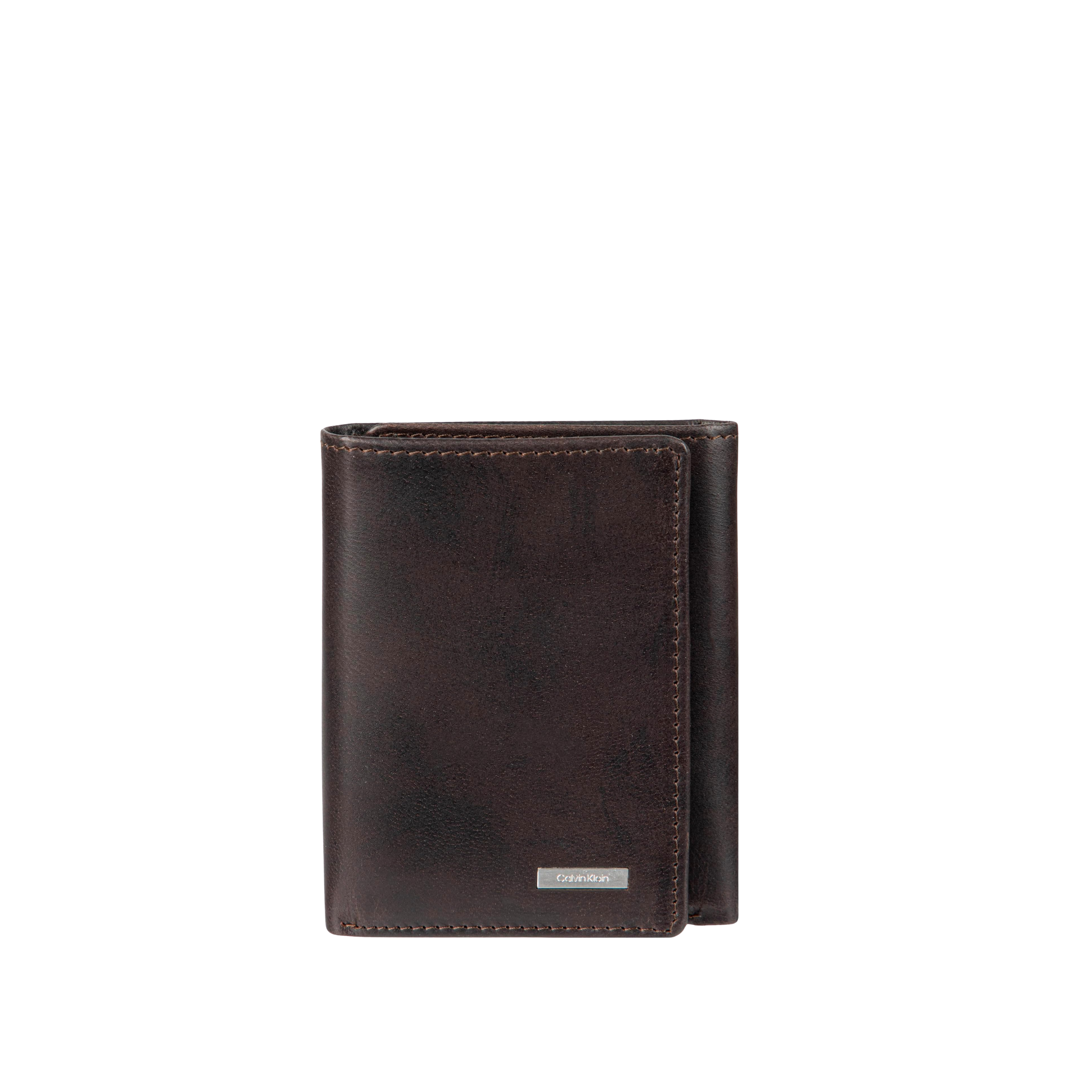 Calvin Klein Men RFID Leather Trifold Wallet - Brown Arcadia
