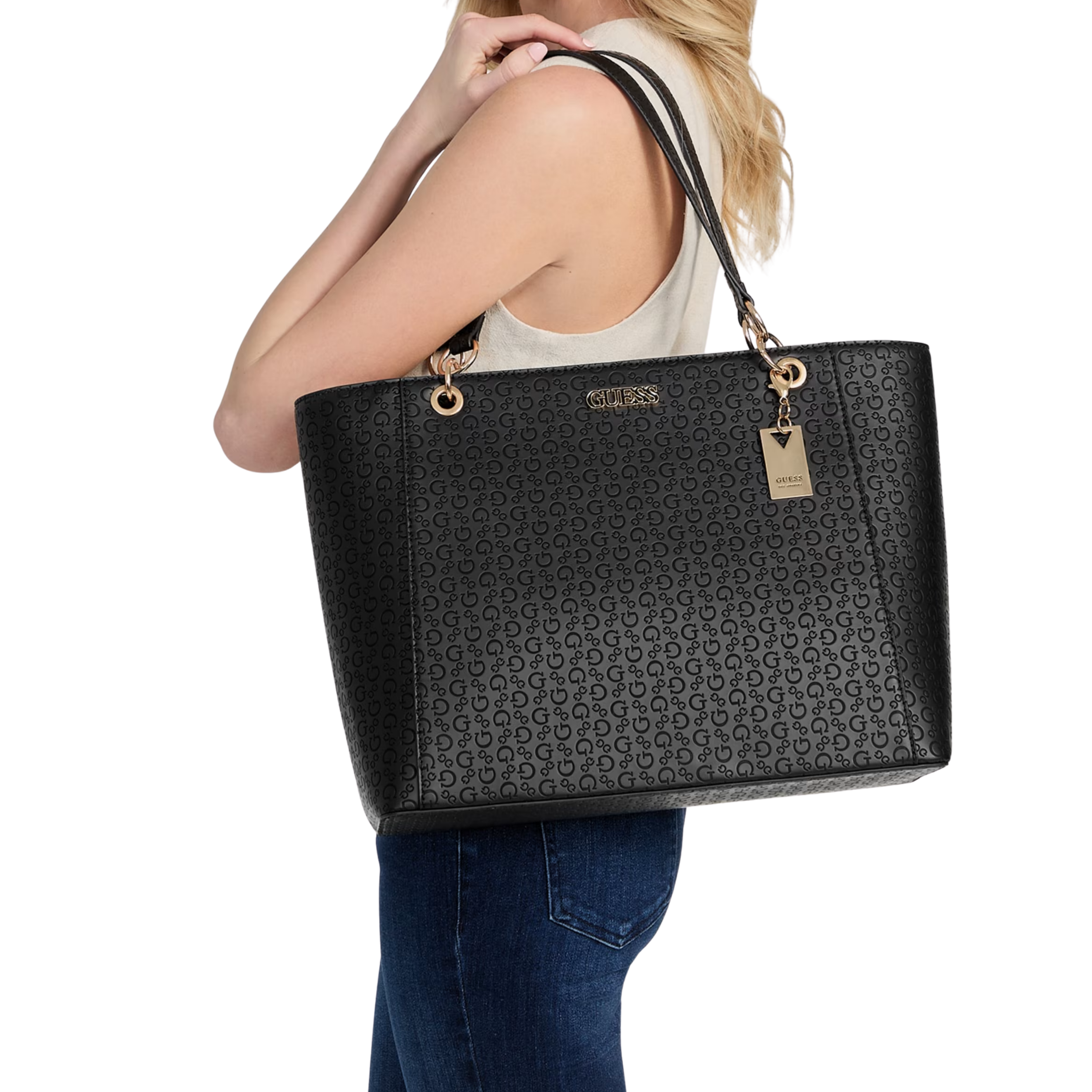 Guess Women Zakaria Debossed Logo Tote - Black