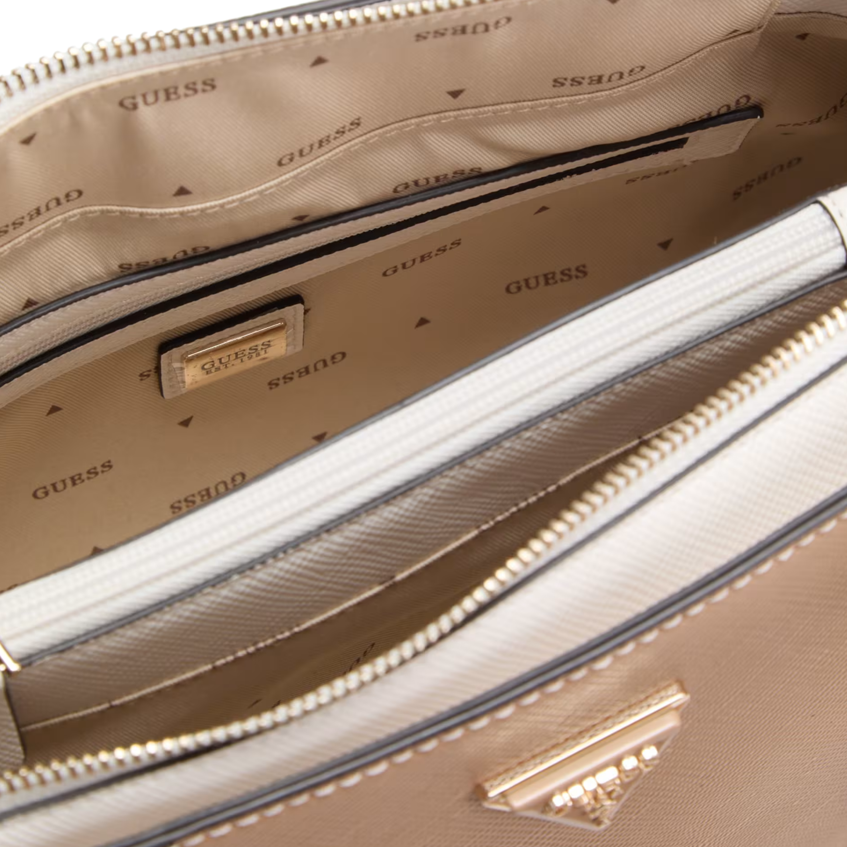 Guess Women Noelle Saffiano Handbag - Off white Beige