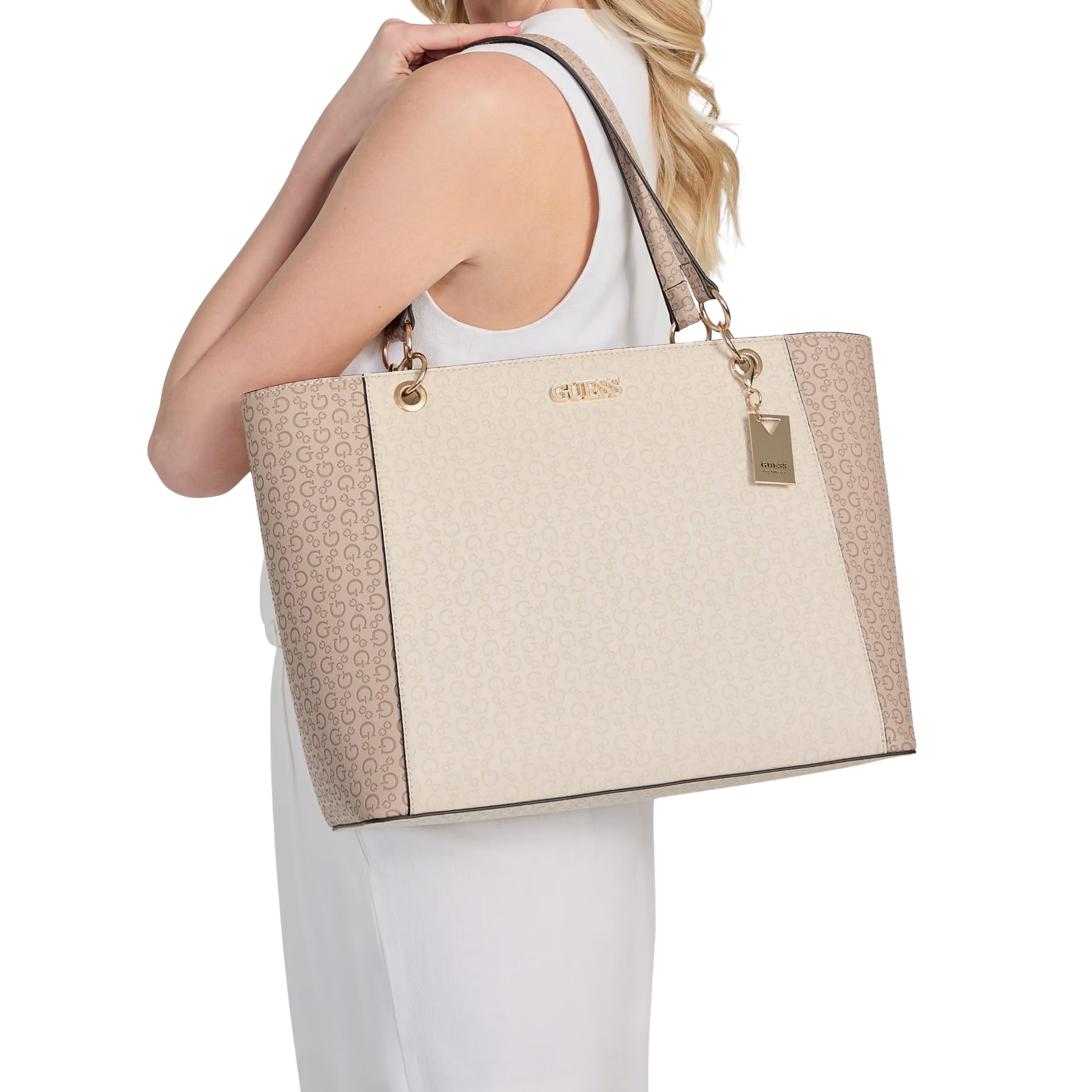 Guess Women Zakaria Debossed Logo Tote - Neutral