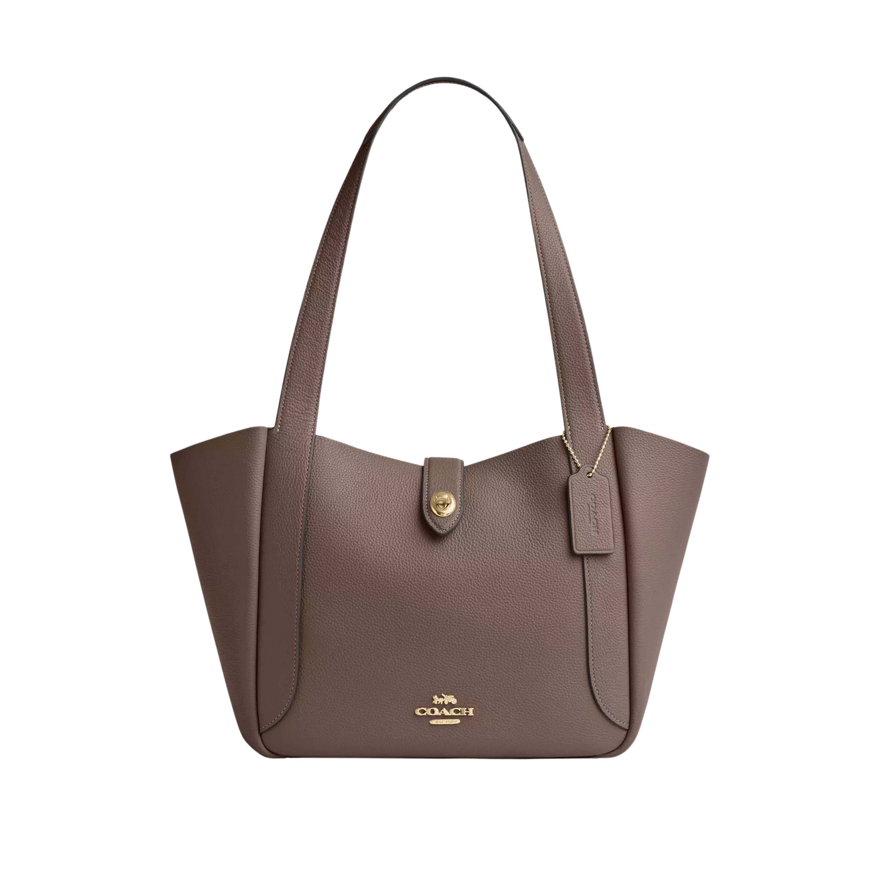 COACH Hadley Turnlock Tote Bag - Dark Stone