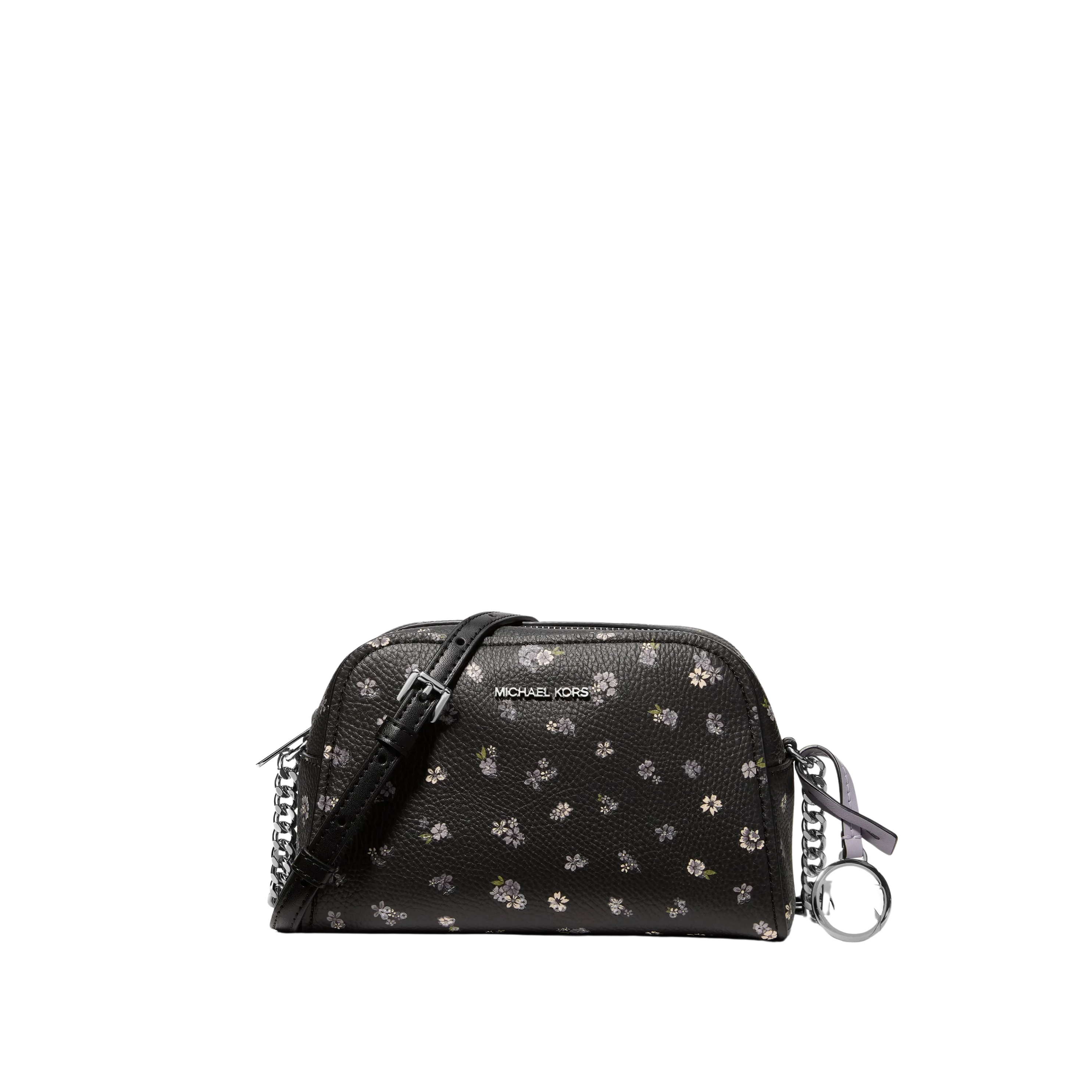 Michael Kors Women Ashton Extra Small Floral Printed Camera Crossbody Bag  - Black