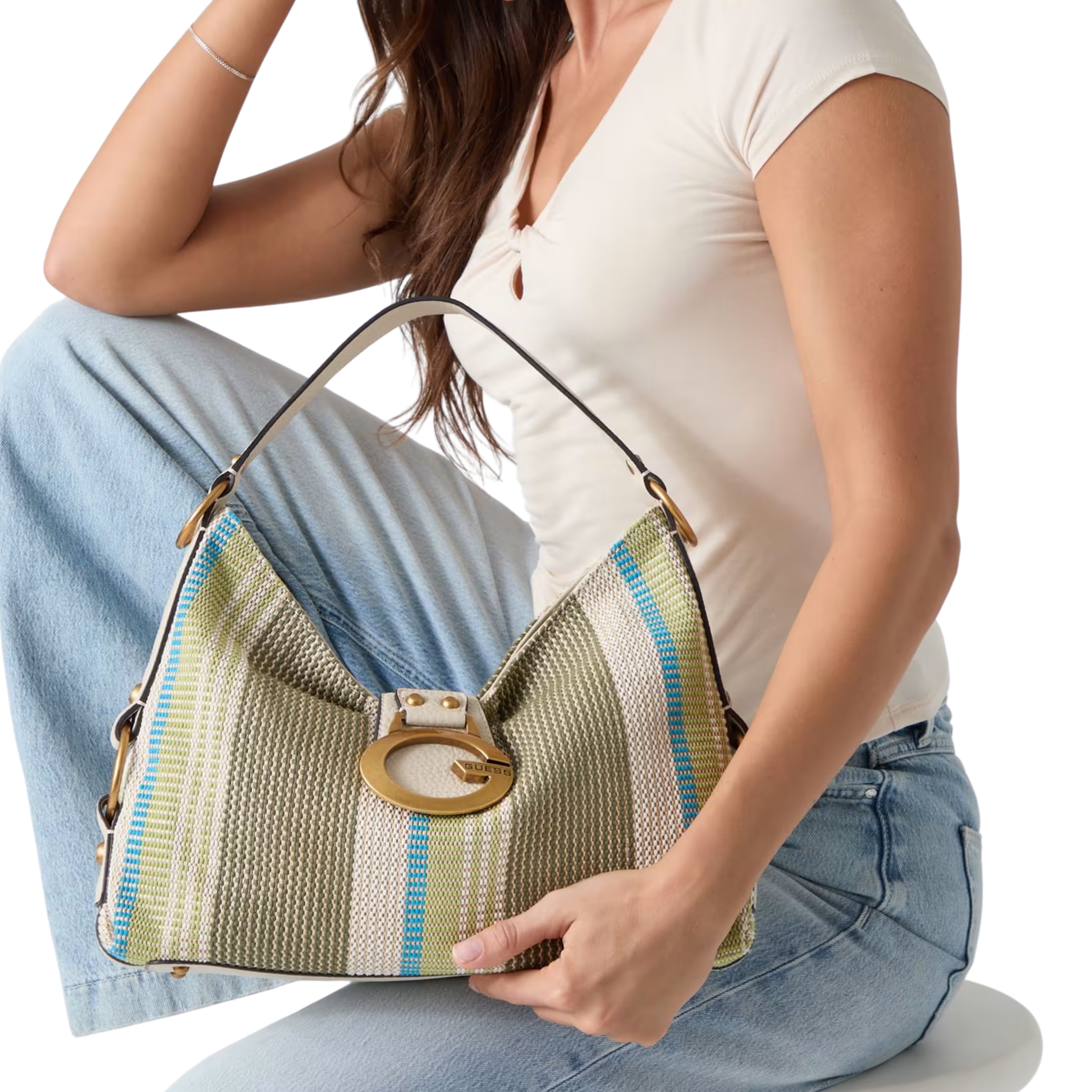 Guess Women Camden Medium Shoulder Bag AB930818 - Olive Multi