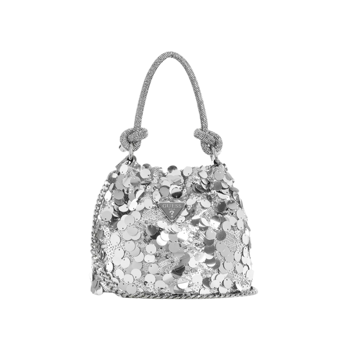 Guess Women Holiday Shine Top Handle Pouch - Silver