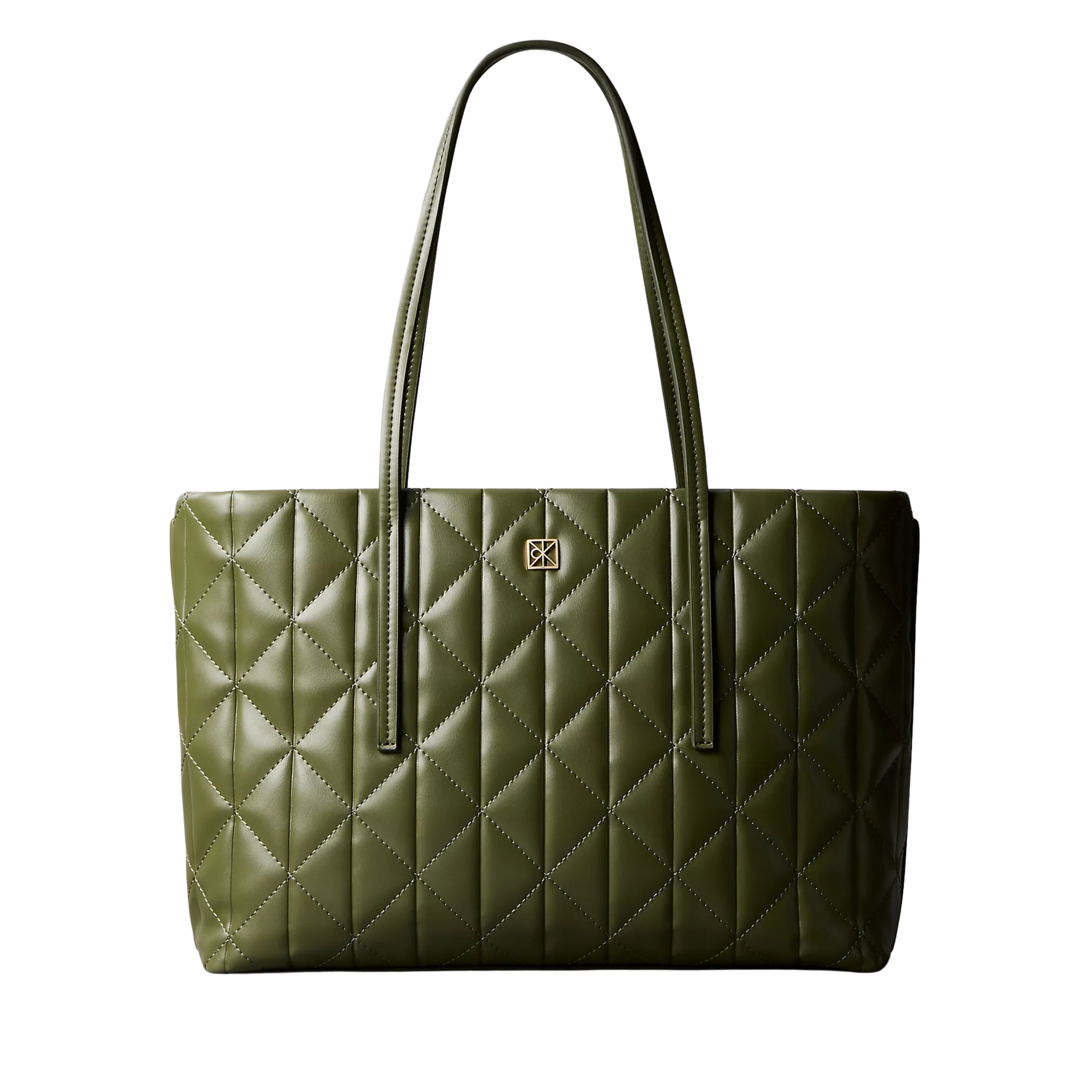 Calvin Klein Women Quilted Emblem Logo Small Tote Bag - Cypress