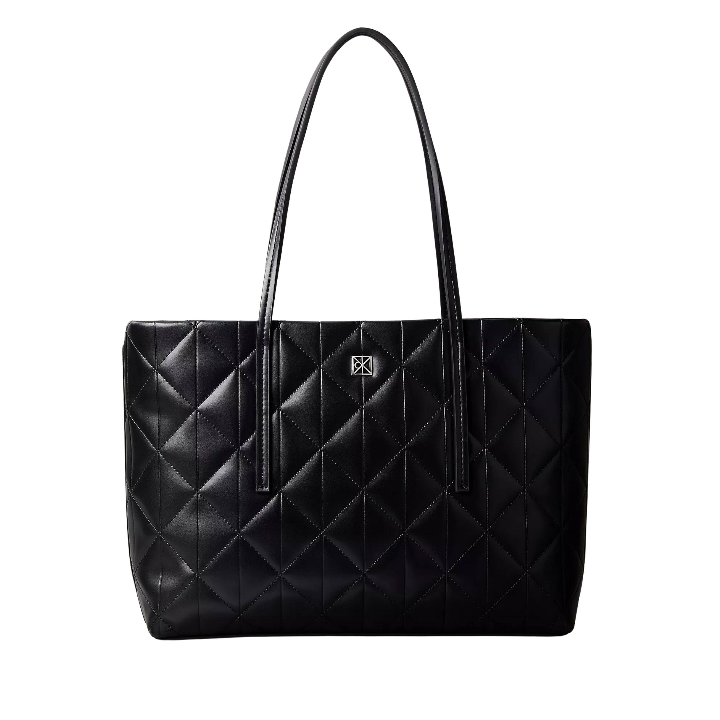 Calvin Klein Women Quilted Emblem Logo Small Tote Bag - Black
