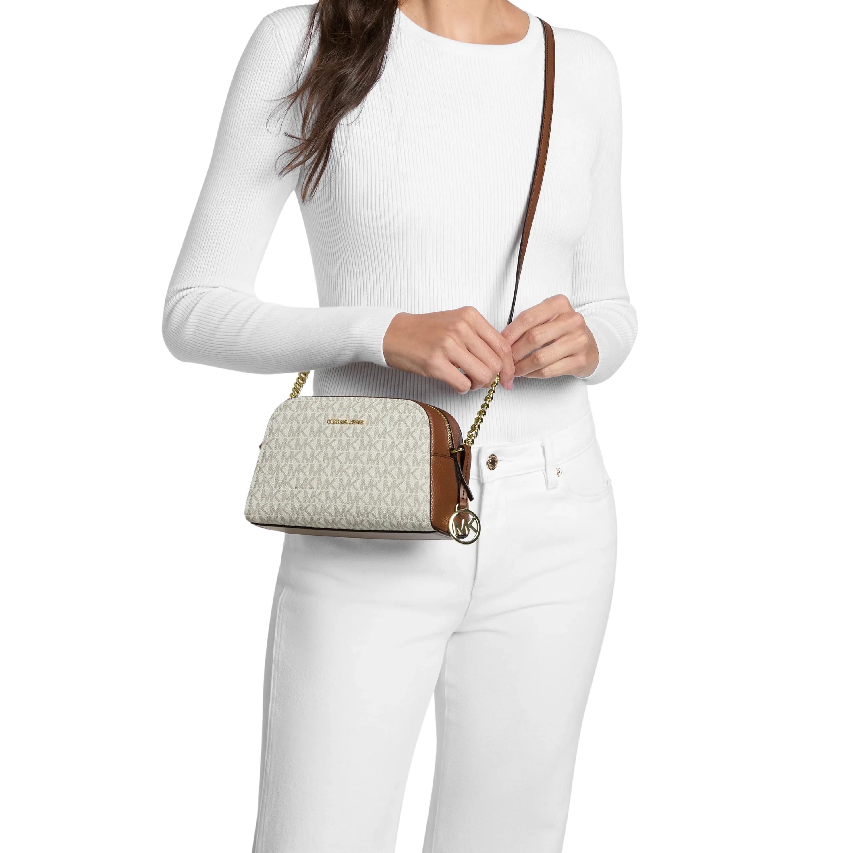 Michael Kors Women Ashton Extra Small Signature Logo Camera Crossbody Bag - Vanilla