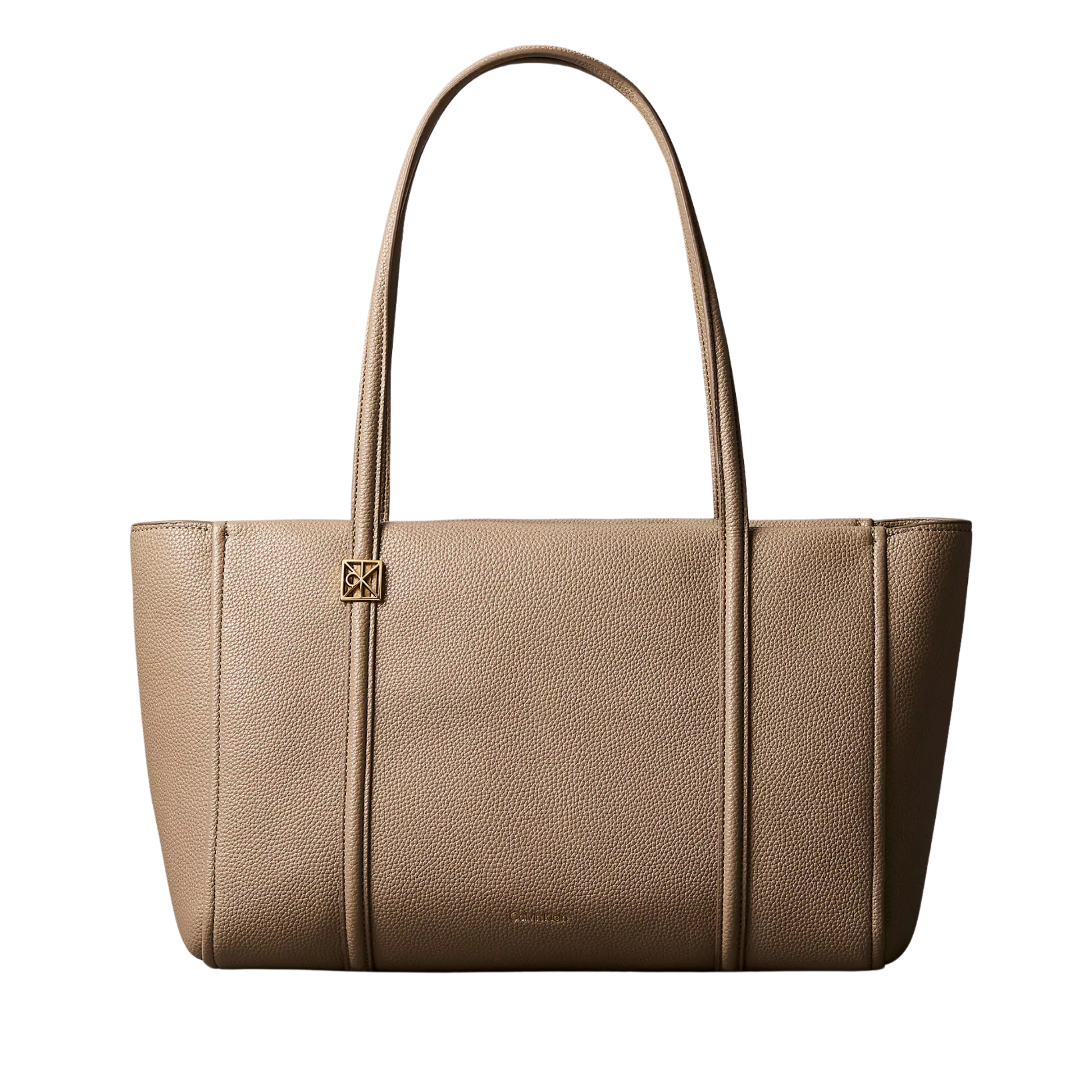 Calvin Klein Women Emblem Logo Hardware Pebble Tote Bag - Desert Taupe