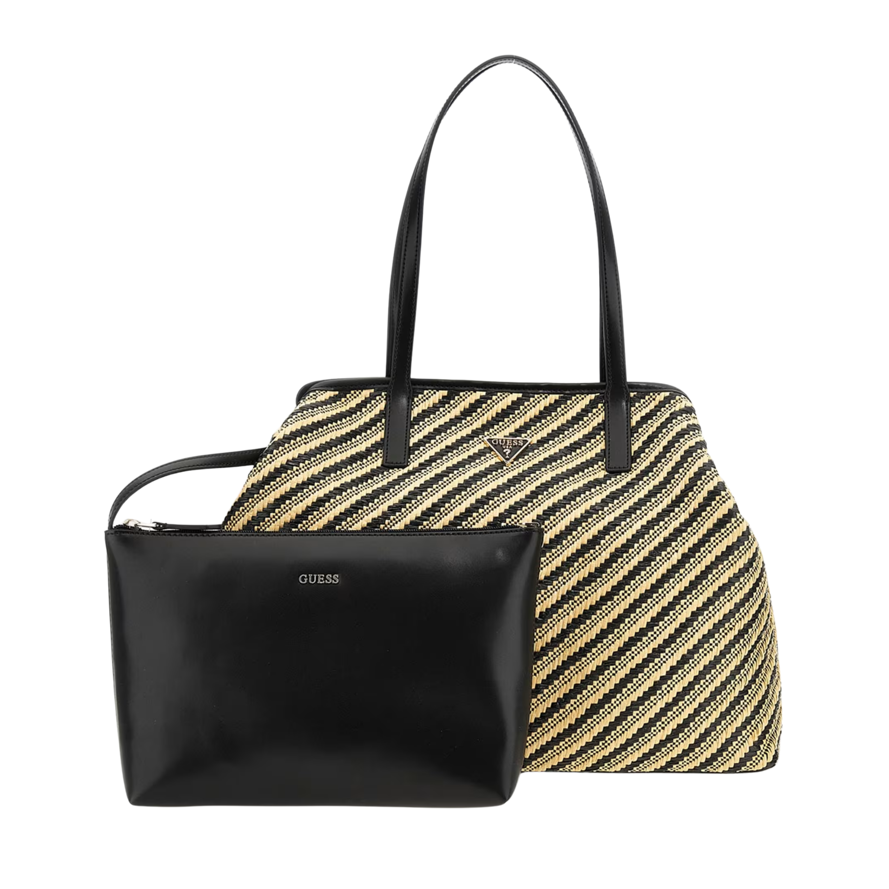 Guess Women Vikky Woven Straw Tote Set - Night Blue