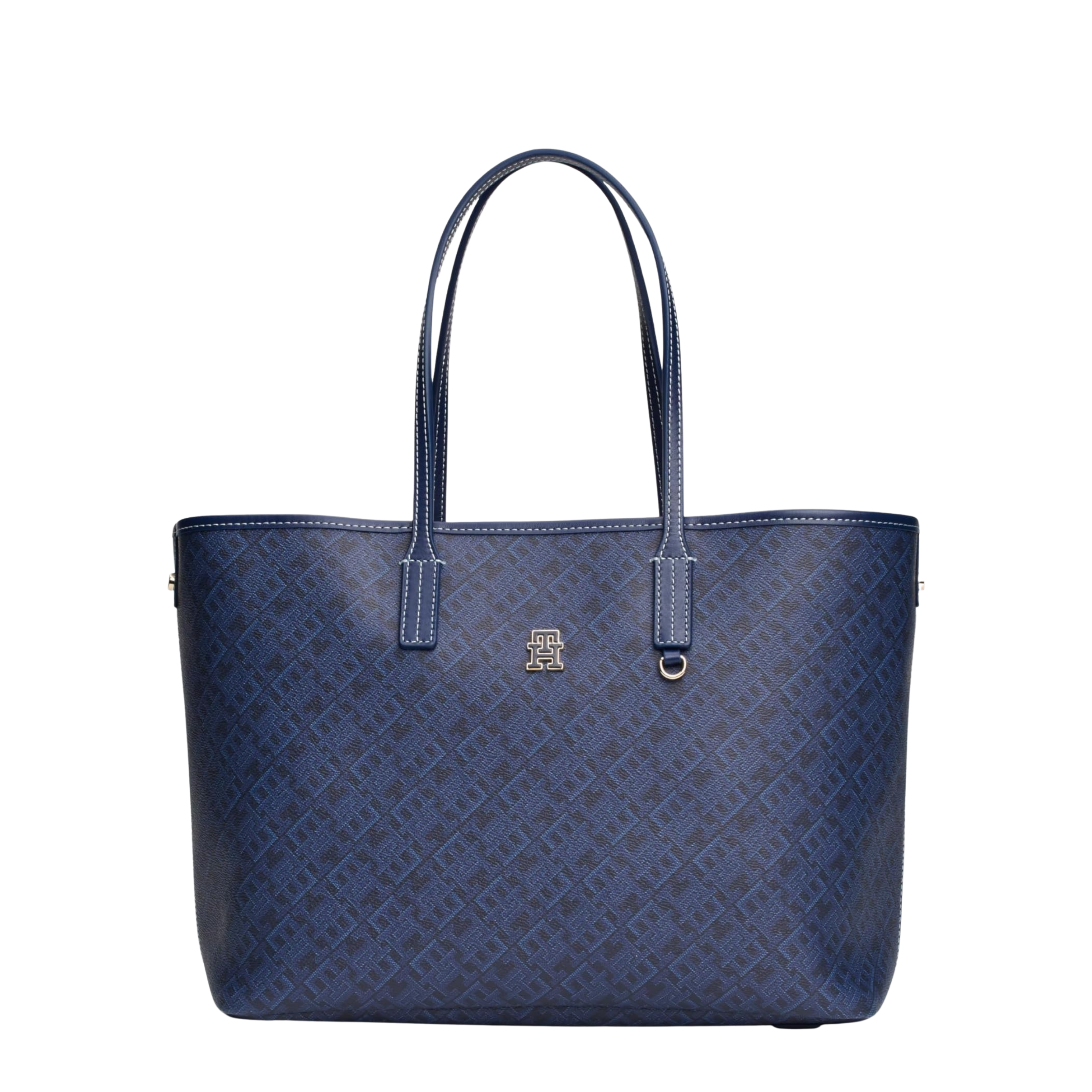 Tommy Hilfiger Women Monogram Leather Tote - Space Blue