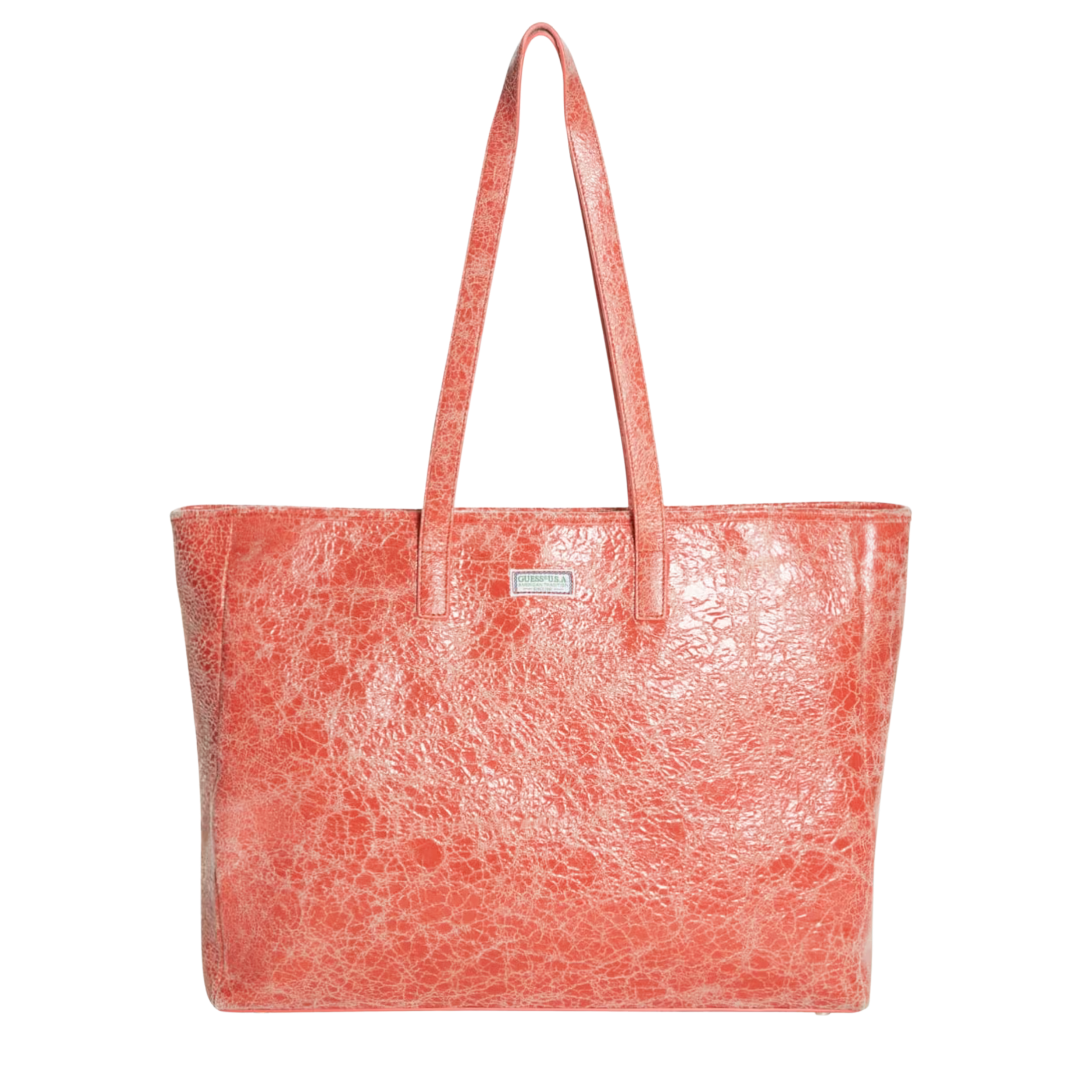 Guess Women Cracked Leather Serapia Tote -  Iron Oxide Iox