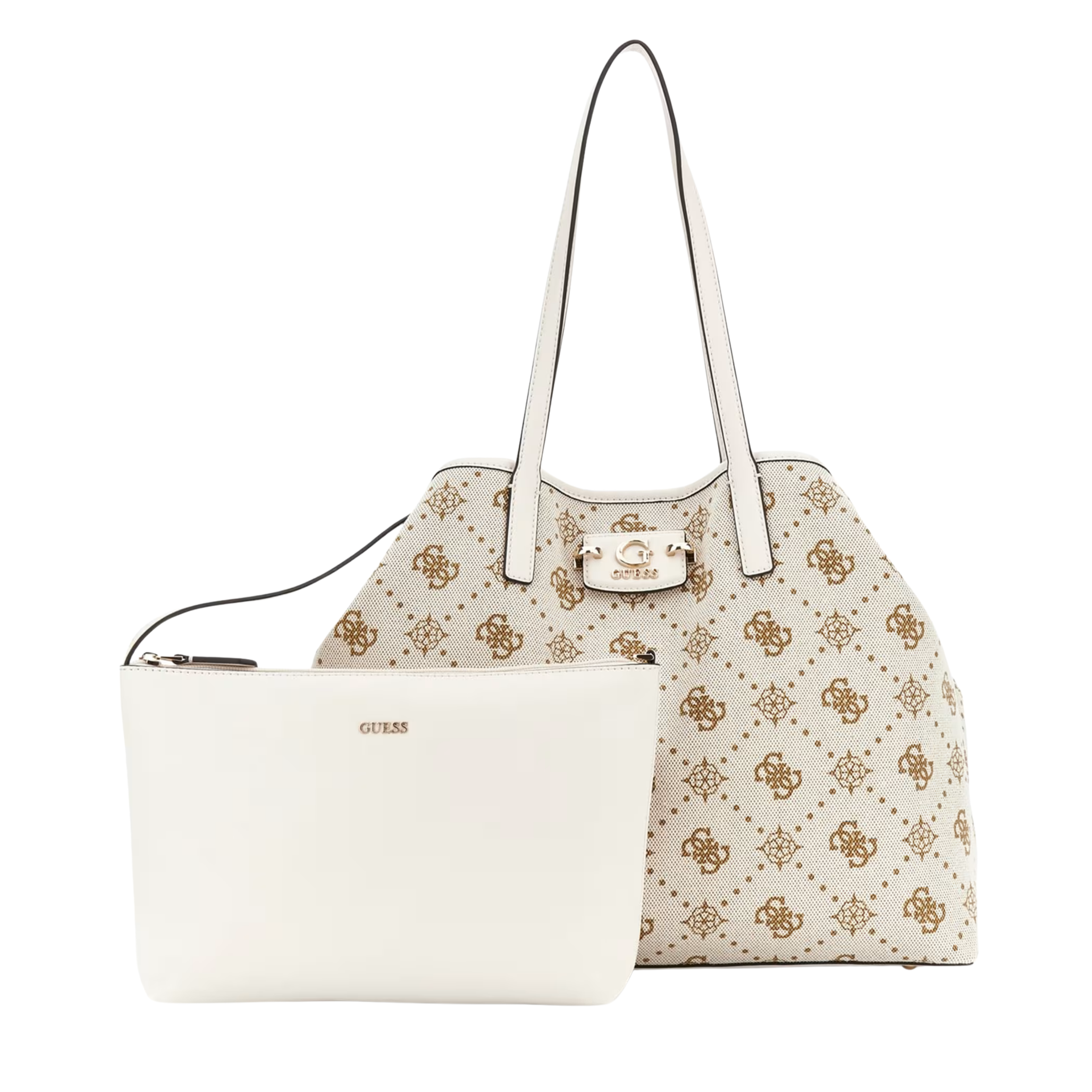 Guess Women Neda Logo Large Tote Set - Off White Logo