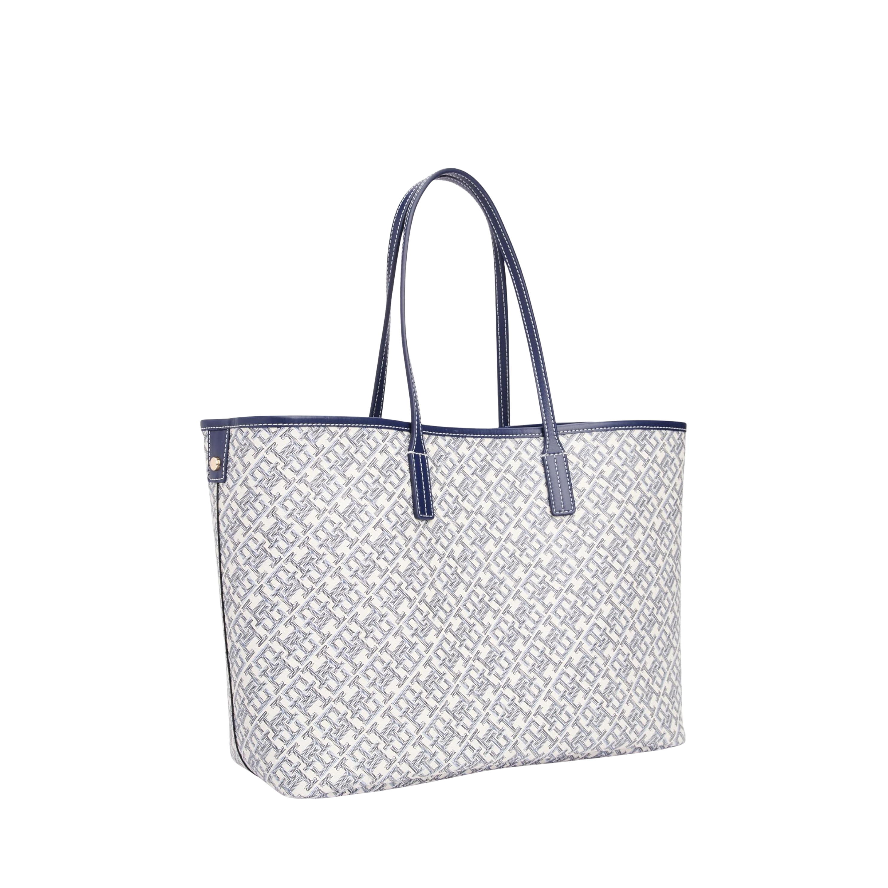 Tommy Hilfiger Women Monogram Leather Tote - Light Space Blue