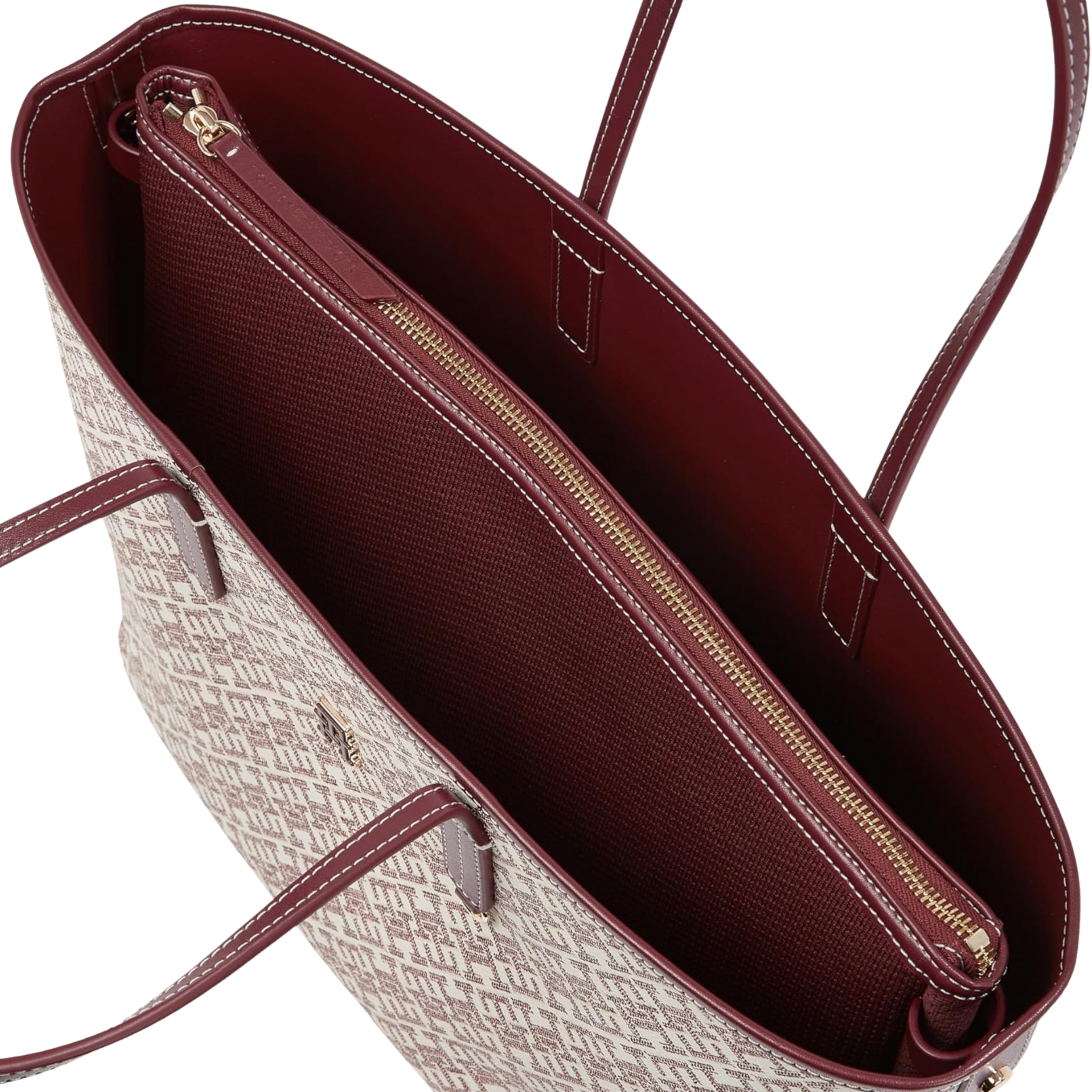 Tommy Hilfiger Women Monogram Leather Tote - Oxblood