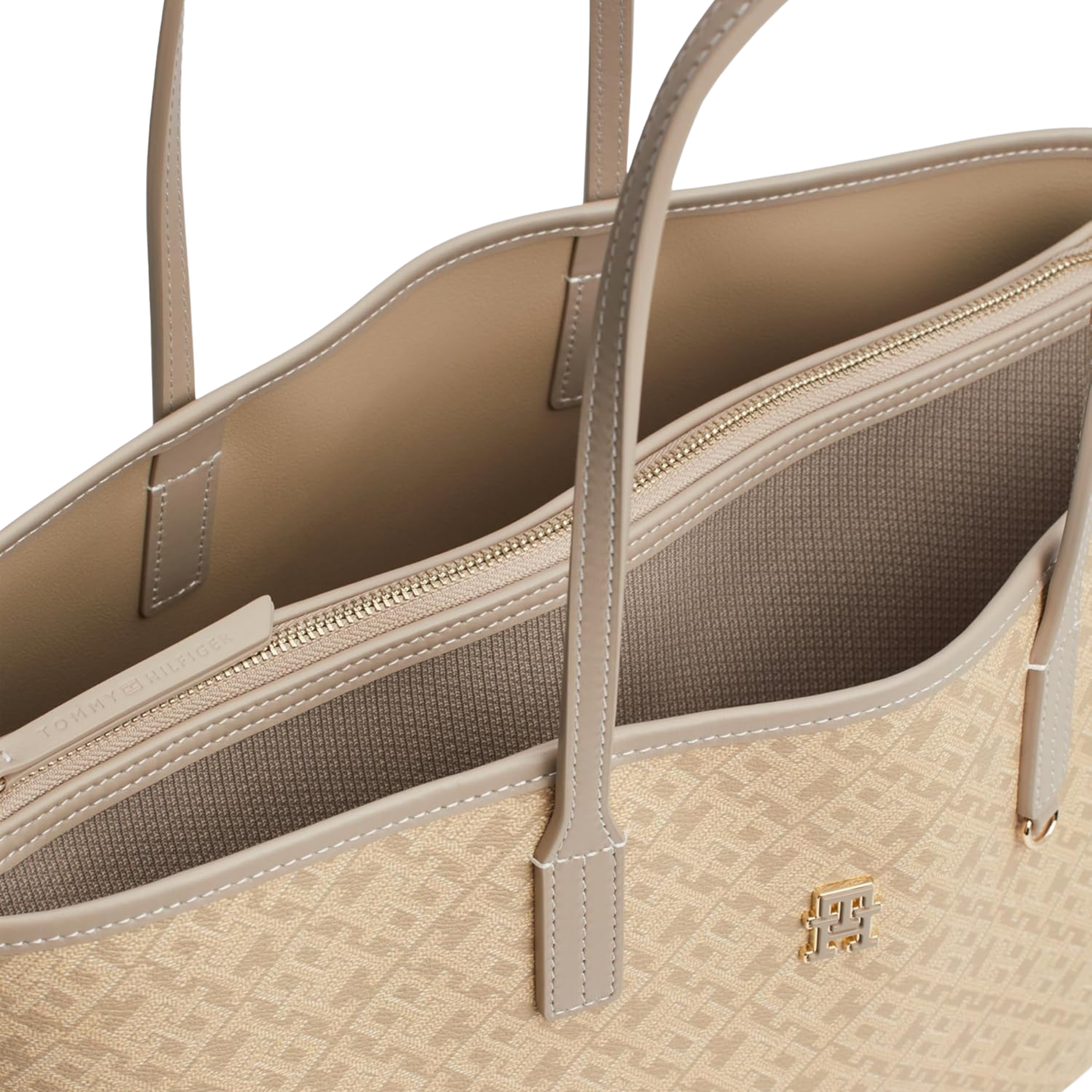 Tommy Hilfiger Women Monogram Leather Tote - Beige