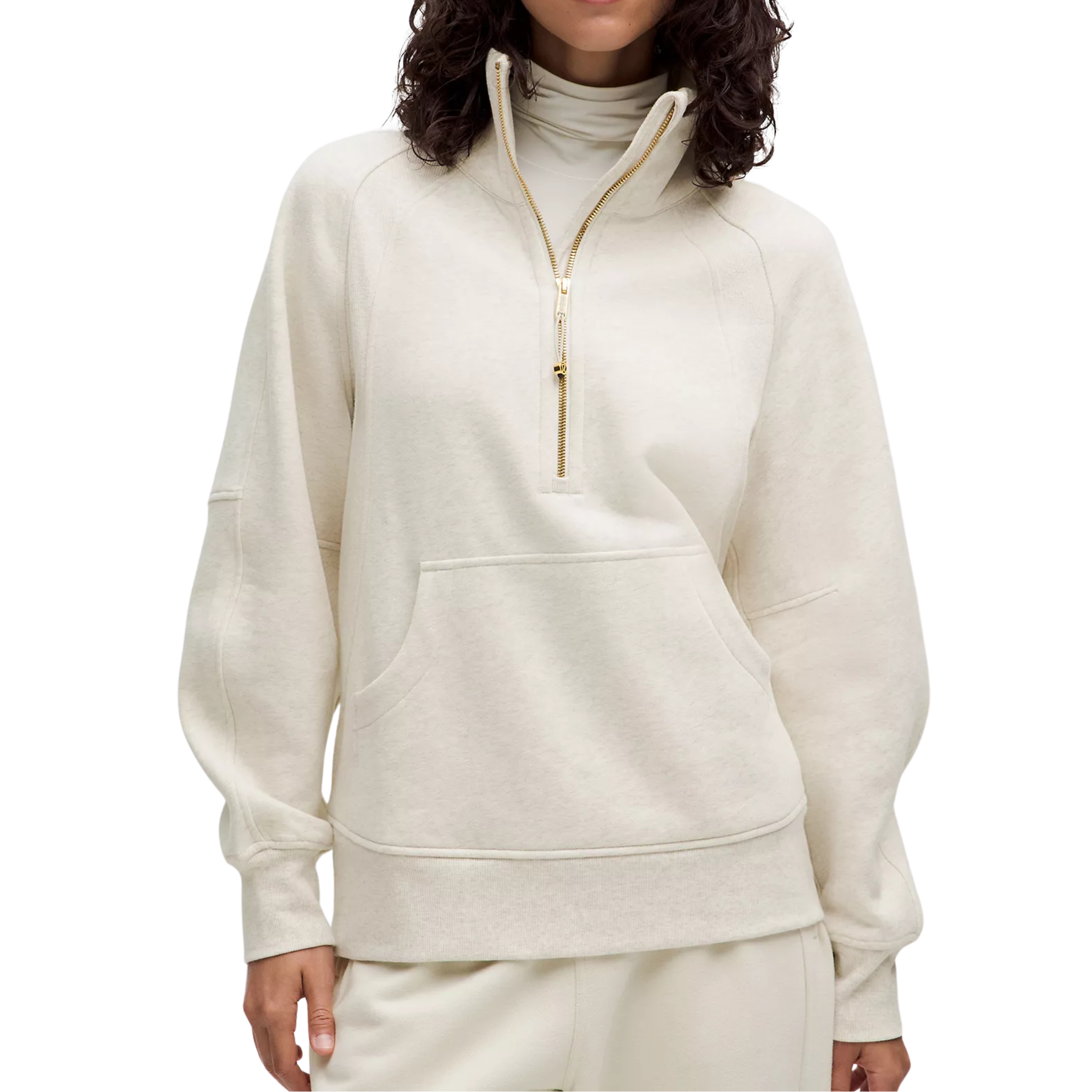 Lululemon Scuba Oversized Funnel-Neck Half Zip Long - Bone Gold