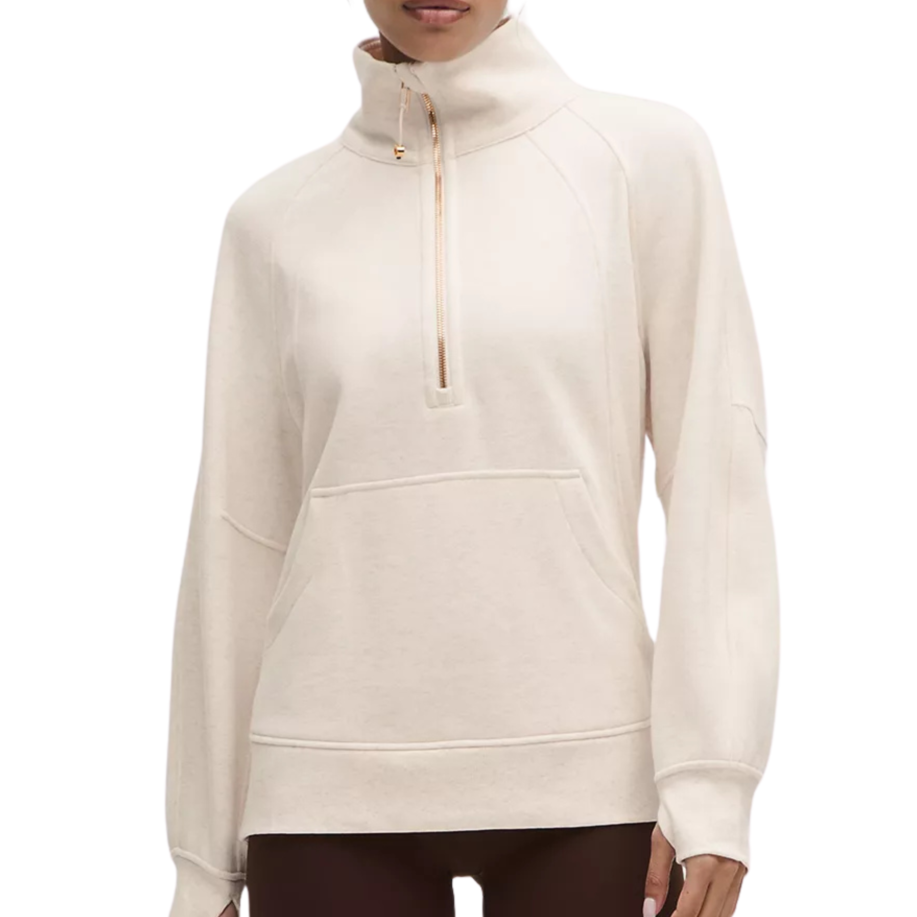 Lululemon Scuba Oversized Funnel-Neck Half Zip Long - Light Ivory Gold