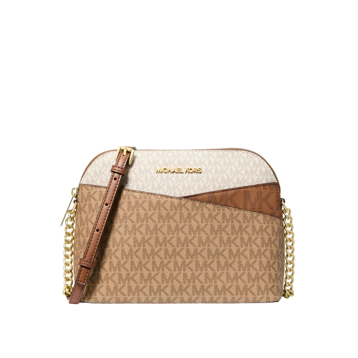 Michael Kors Women Jet Set Travel Medium Color Block Signature Logo Crossbody Bag - Camel Multi