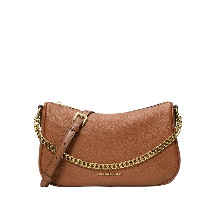 Michael Kors Women Carmela Medium Pebbled Leather Convertible Crossbody Bag - Luggage