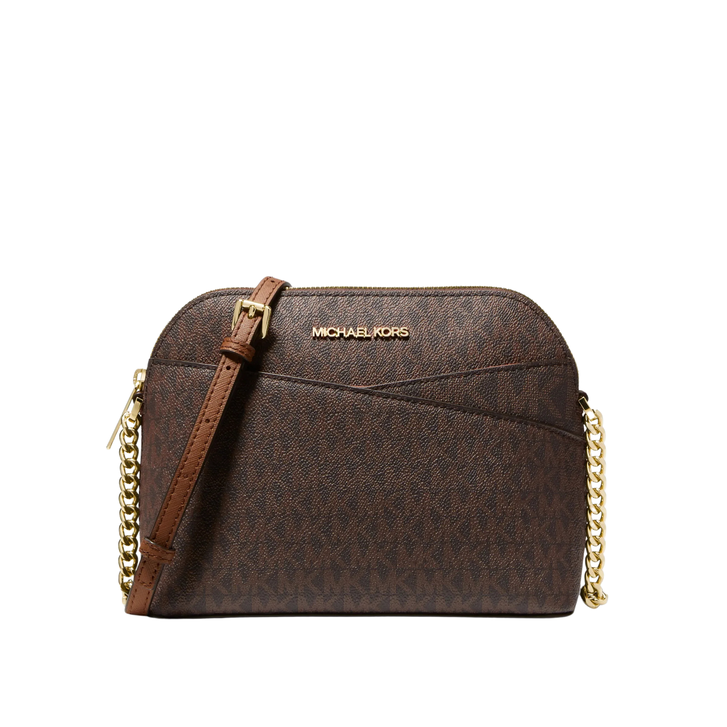 Michael Kors Women Jet Set Travel Medium Logo Dome Crossbody Bag - Brown