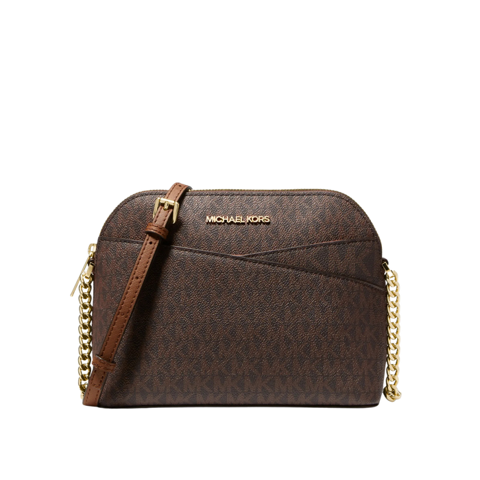 Michael Kors Women Jet Set Travel Medium Logo Dome Crossbody Bag - Brown