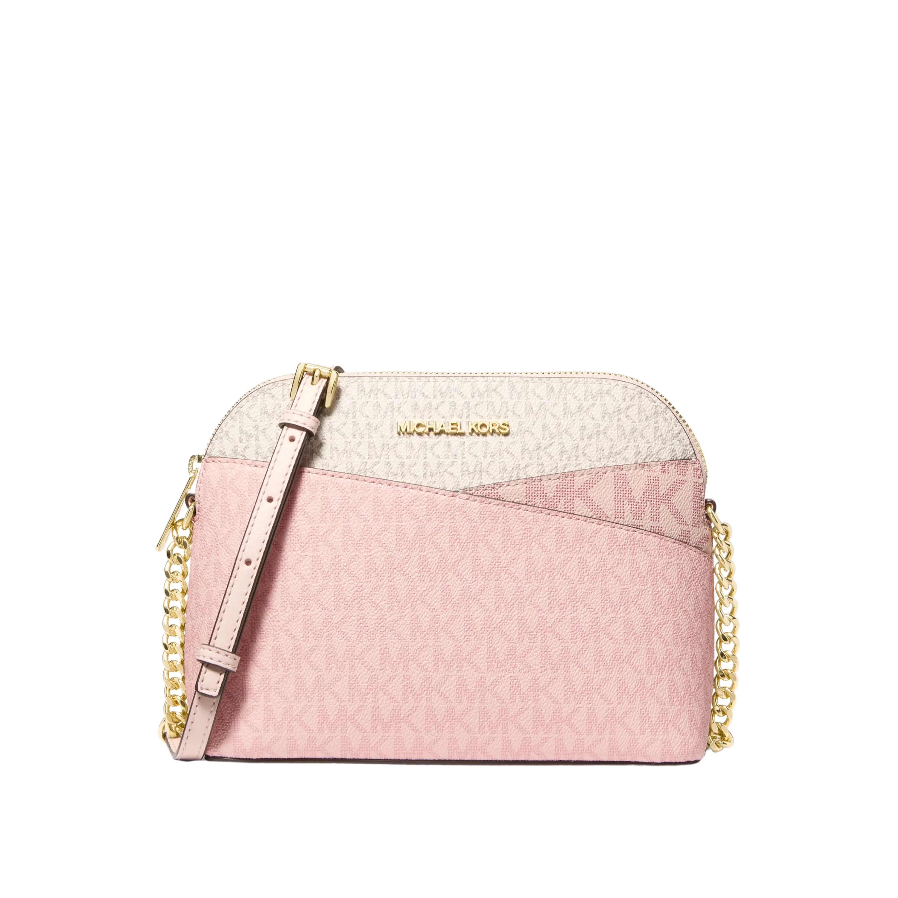 Michael Kors Women Jet Set Travel Medium Color Block Signature Logo Crossbody Bag - Powder Blush Multi