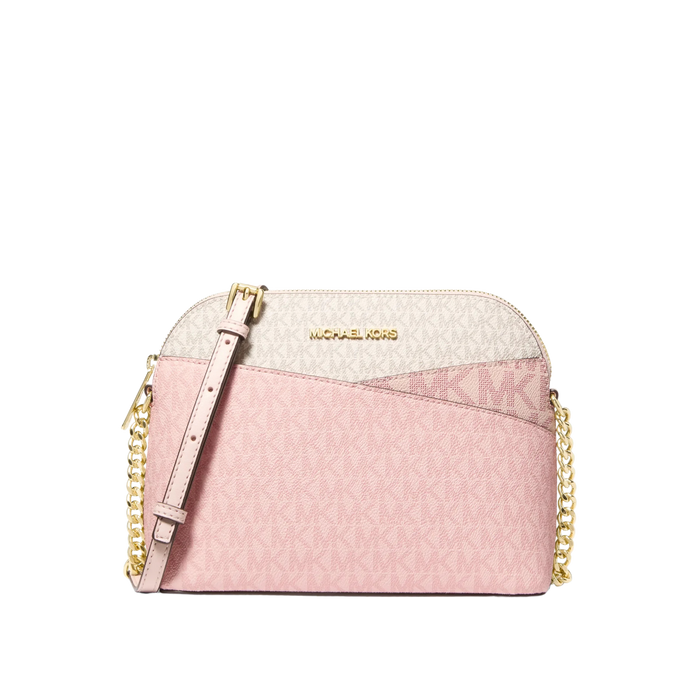 Michael Kors Women Jet Set Travel Medium Color Block Signature Logo Crossbody Bag - Powder Blush Multi