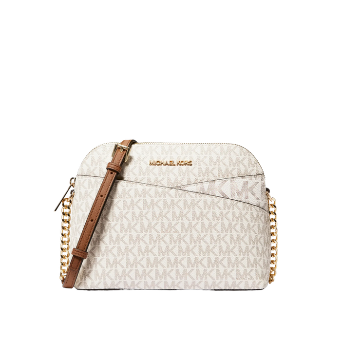 Michael Kors Women Jet Set Travel Medium Logo Dome Crossbody Bag - Vanilla