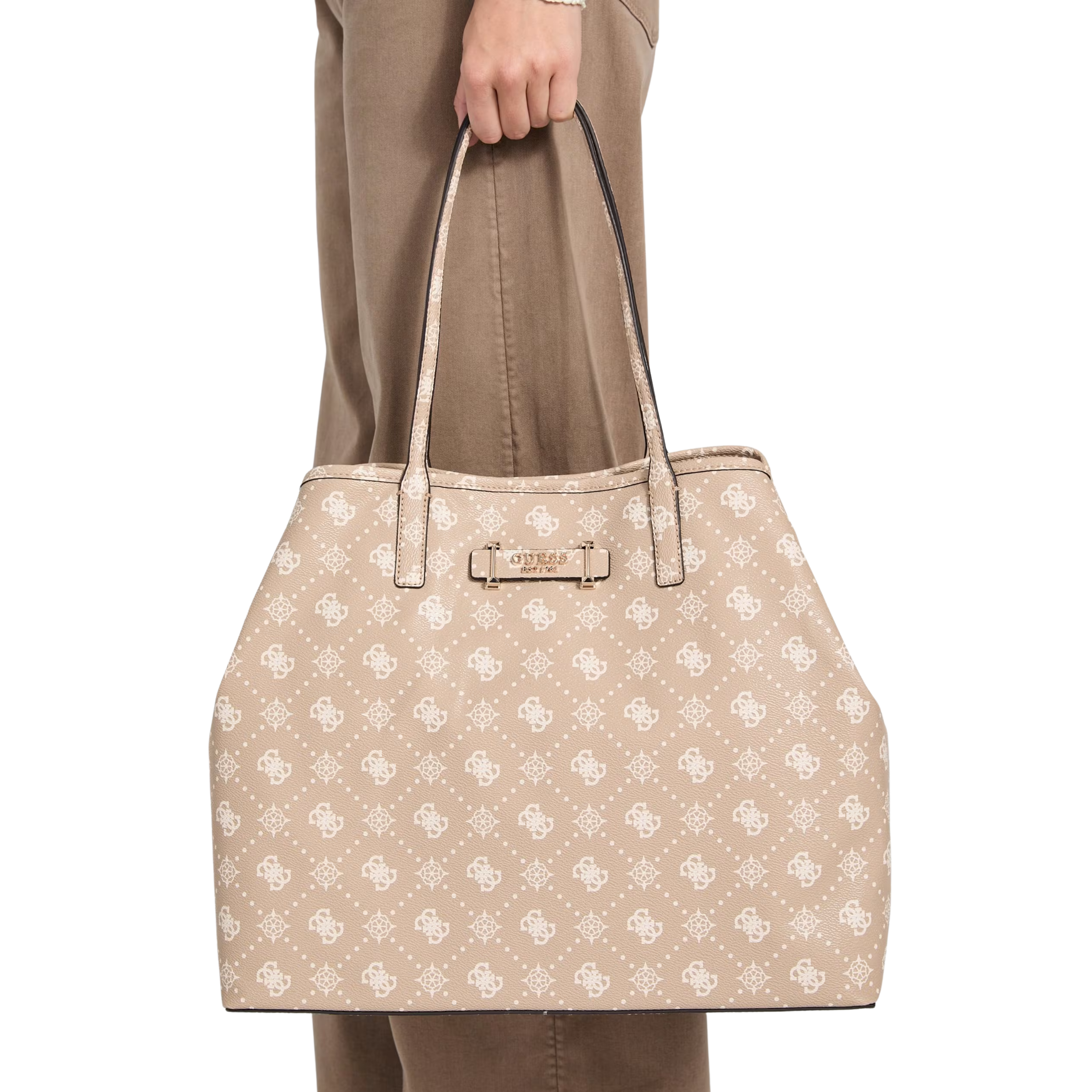 Guess Women Carrie Large Logo Tote - Beige