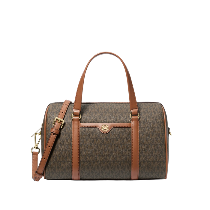 Michael Kors Women Jet Set Travel Medium Signature Logo Duffel Crossbody Bag - Brown