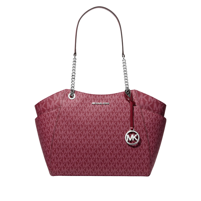 Michael Kors Women Jet Set Large Signature Logo Shoulder Bag - Maroon