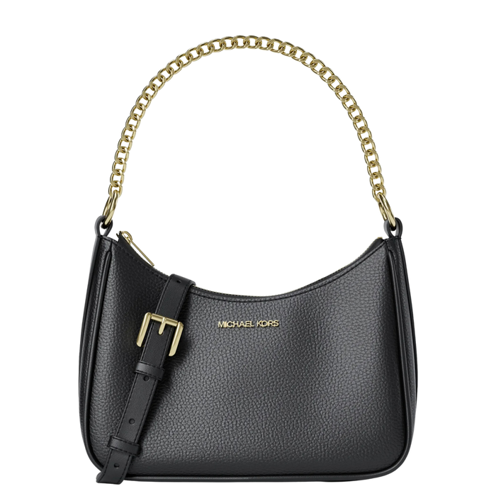 Michael Kors Women Jet Set Large Pebbled Leather Convertible Crossbody Bag - Black