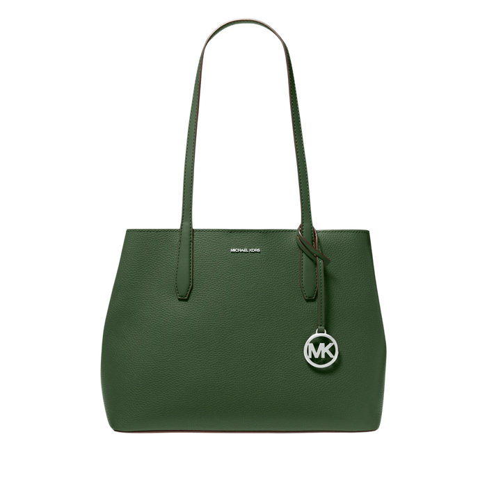Michael Kors Women Avalon Medium Pebbled Leather Tote Bag - Amazon Green