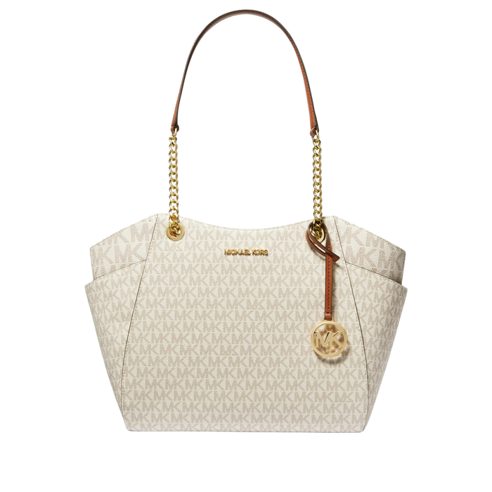 Michael Kors Women Jet Set Large Signature Logo Shoulder Bag - Vanilla