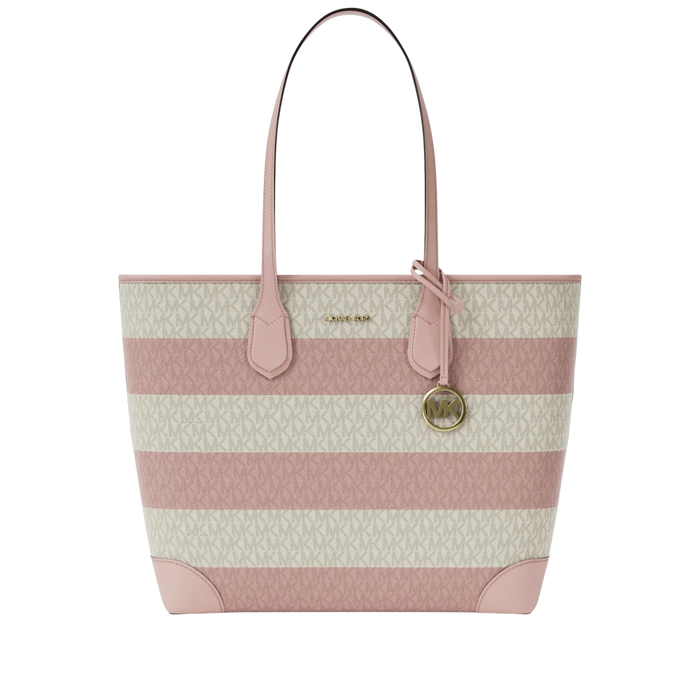 Michael Kors Women Eva Large Striped Signature Logo Tote Bag - Powder Blush