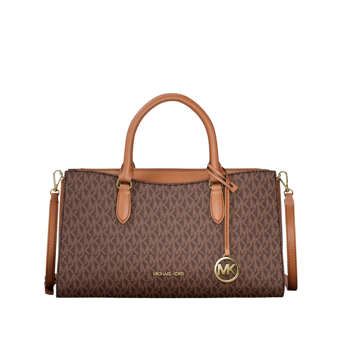 Michael Kors Women Arden Medium Signature Logo Top Zip Satchel - Brown