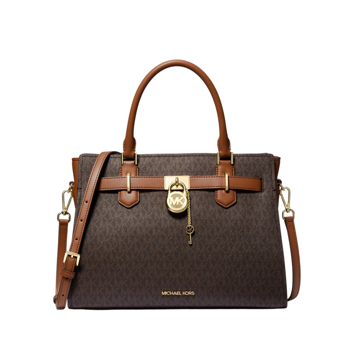 Michael Kors Women Hamilton Medium Logo Satchel - Brown