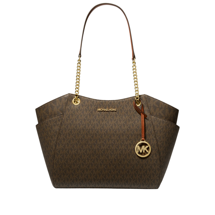 Michael Kors Women Jet Set Large Signature Logo Shoulder Bag - Brown