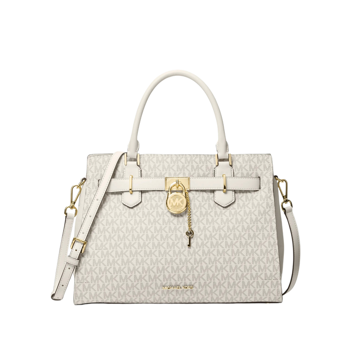 Michael Kors Women Hamilton Medium Logo Satchel - Lt Cream Multi
